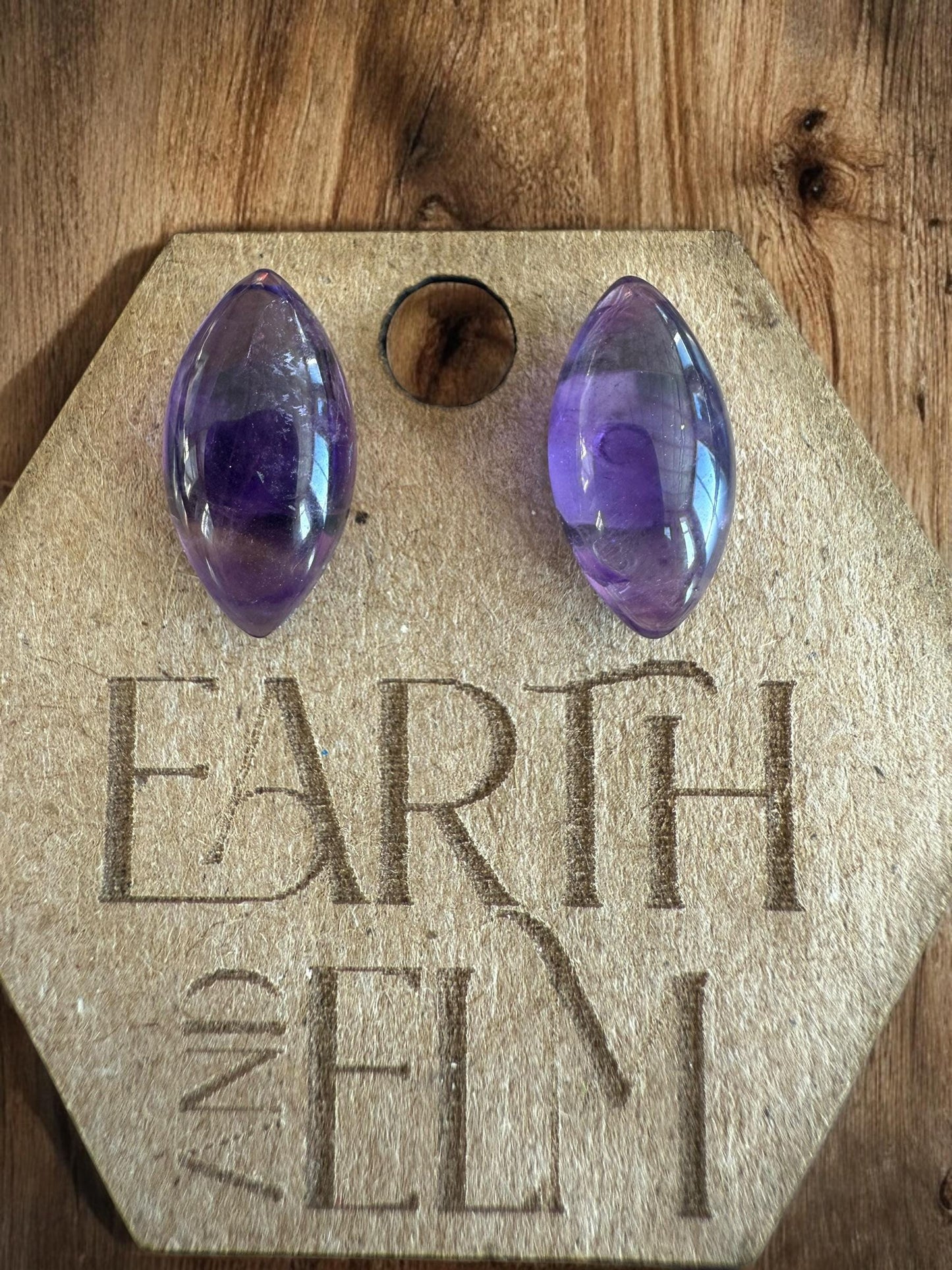 Amethyst Marquise Gemstone Stud Earrings | 6x12mm 8x16mm | Amethyst Studs |