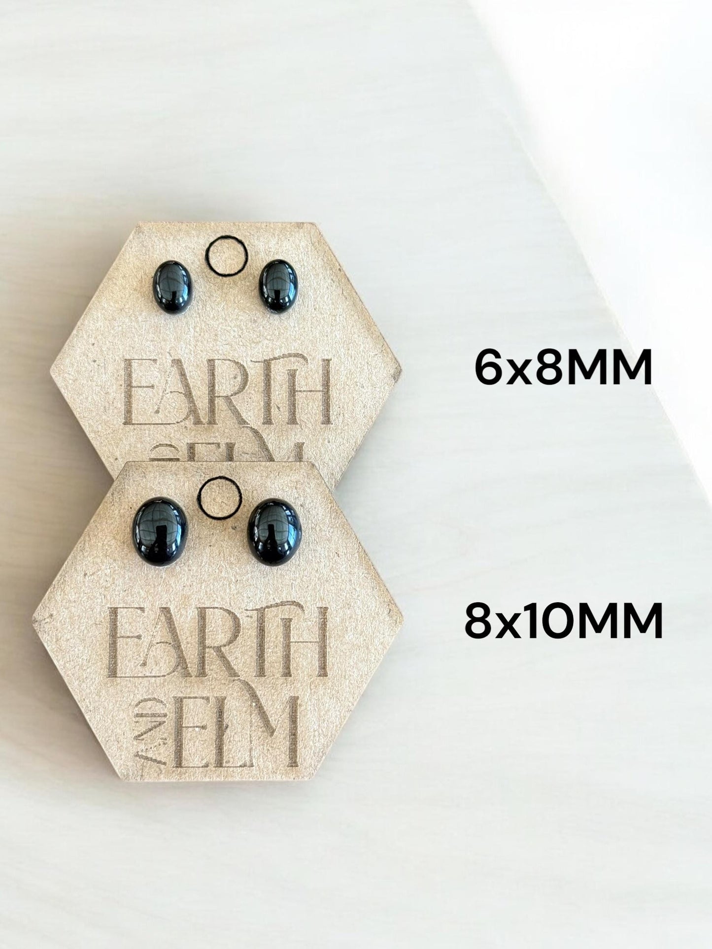 Black Onyx Oval Gemstone Stud Earrings | 6x8mm 8x10mm | Black Onyx Studs |