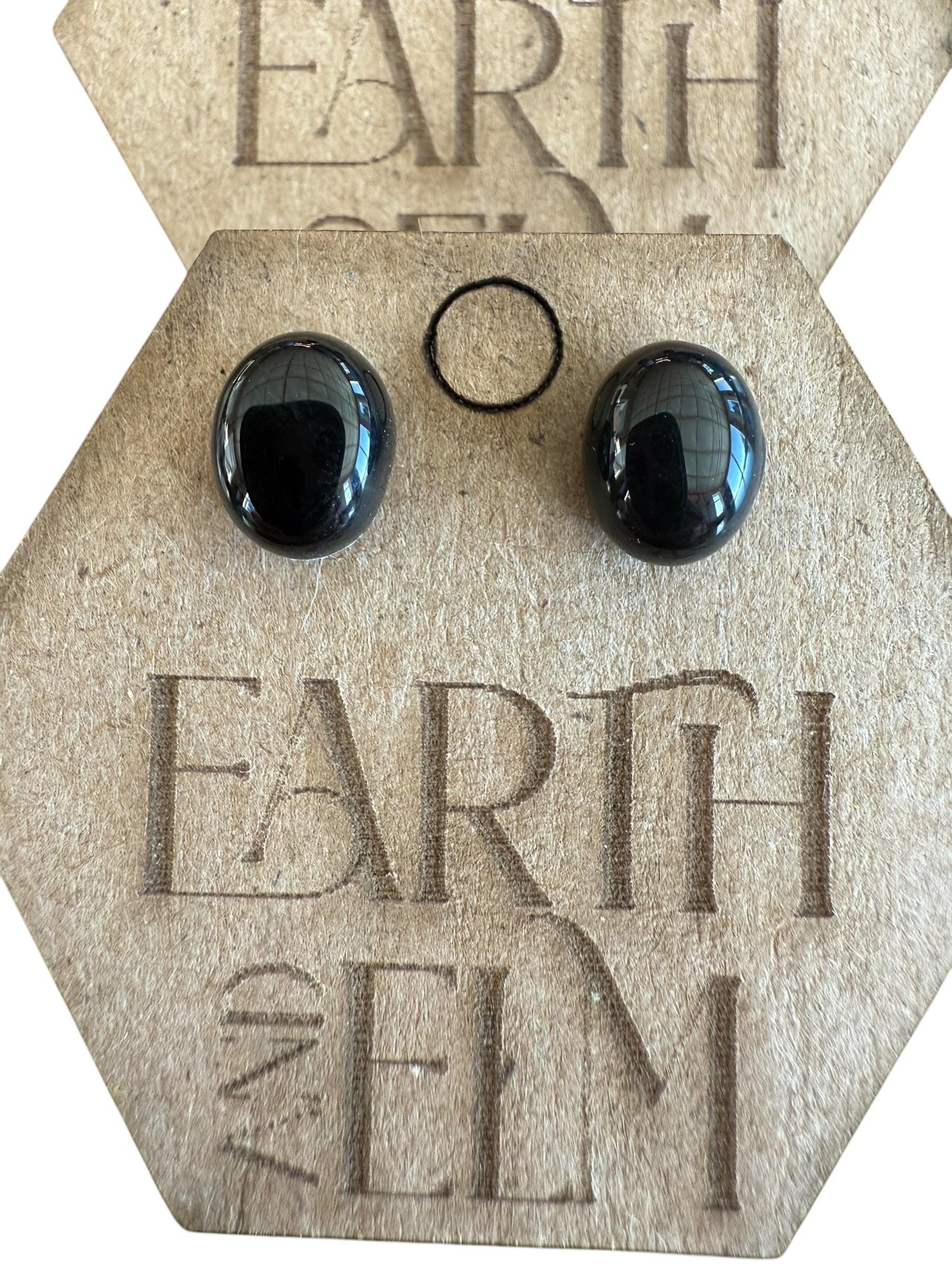 Black Onyx Oval Gemstone Stud Earrings | 6x8mm 8x10mm | Black Onyx Studs |