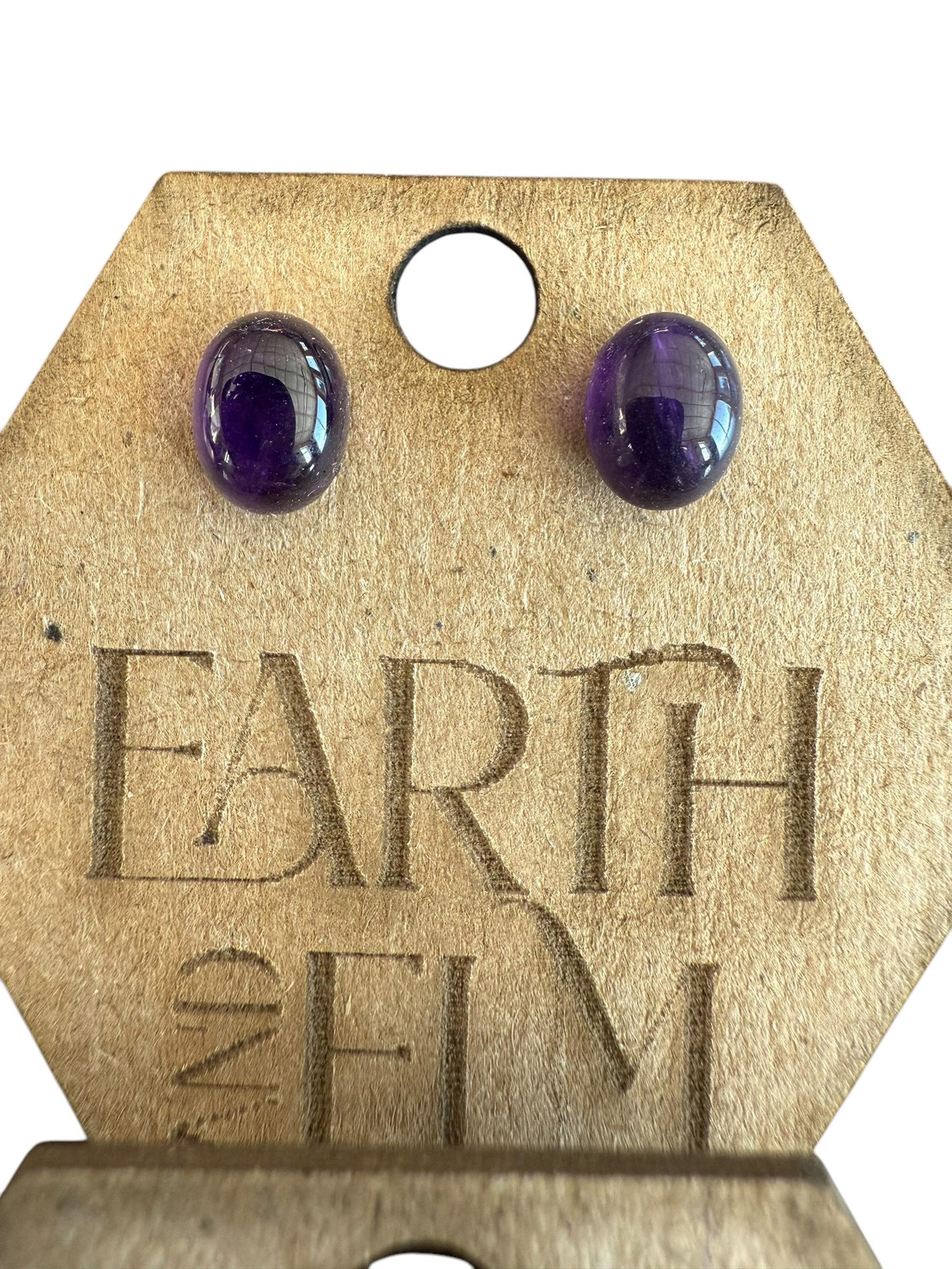Amethyst Oval Gemstone Stud Earrings | 6x8mm 8x10mm | Amethyst Studs |