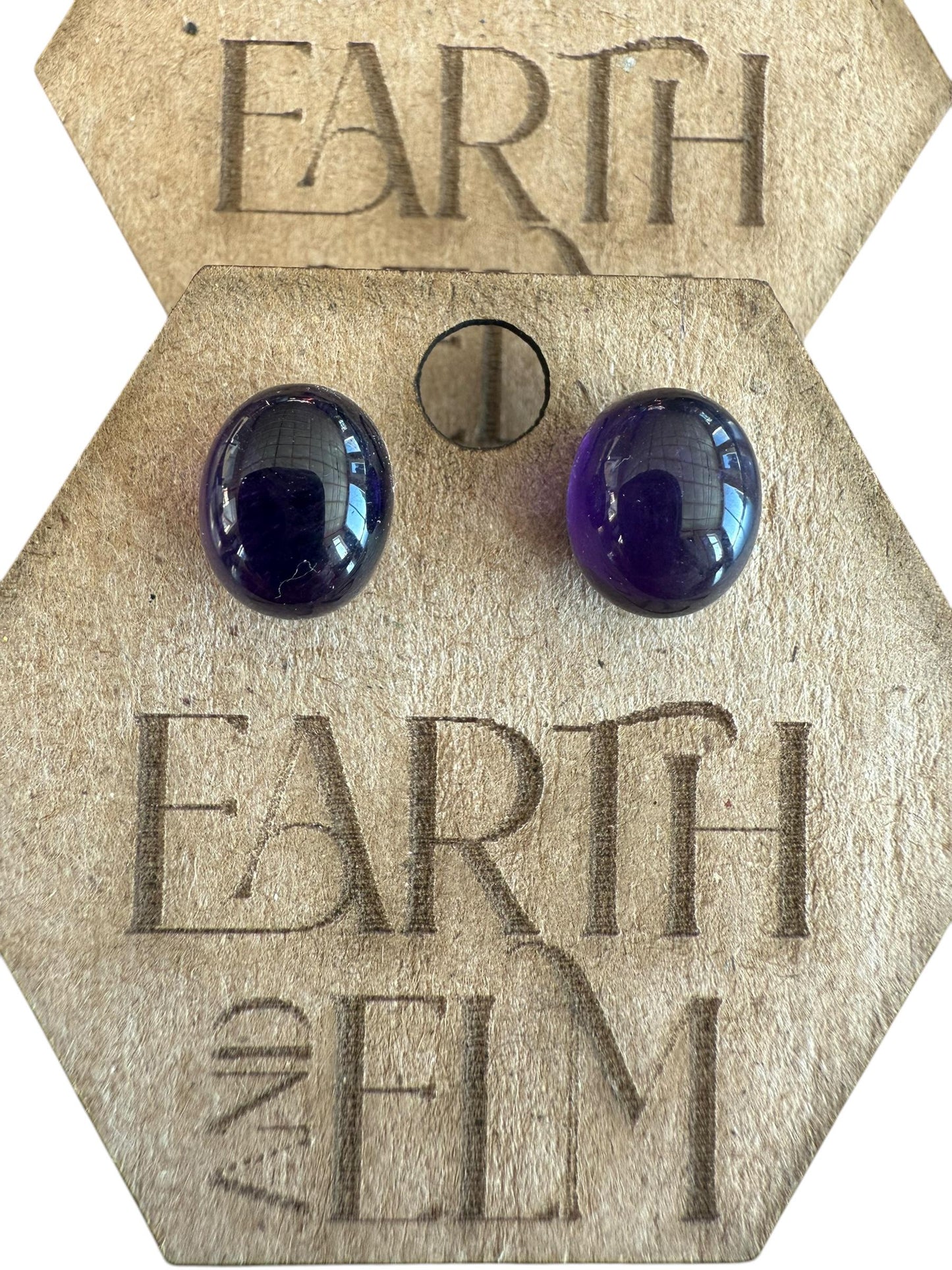 Amethyst Oval Gemstone Stud Earrings | 6x8mm 8x10mm | Amethyst Studs |