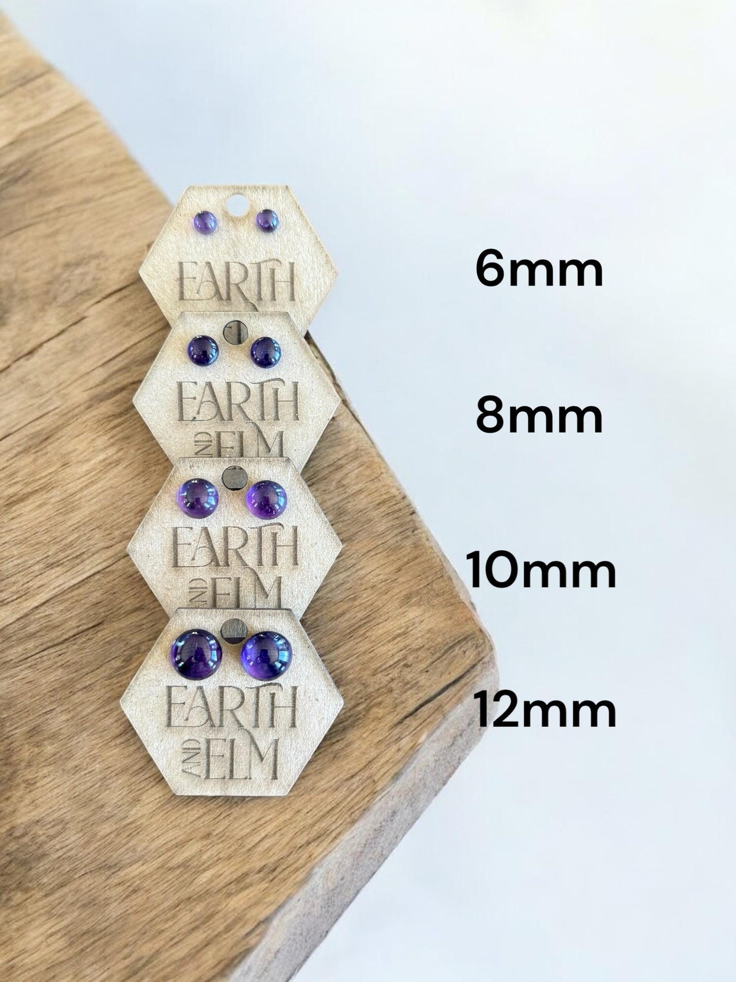 Amethyst Round Gemstone Studs | Amethyst Earrings | Gemstone Earrings | 6mm 8mm 10mm 12mm