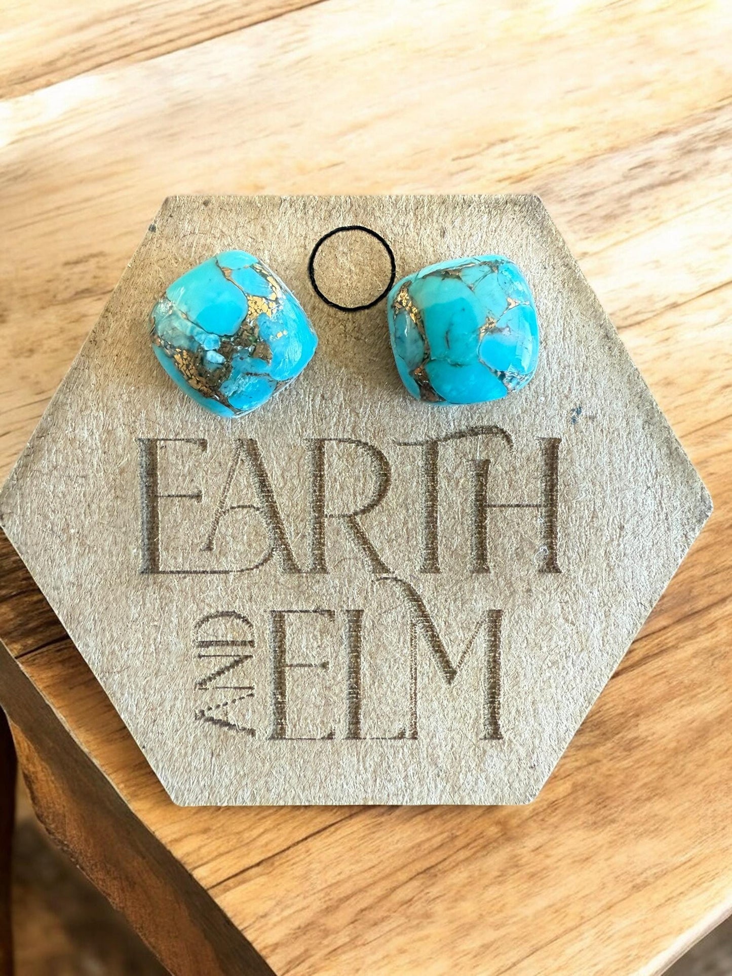 Blue Copper Turquoise Cushion Cut Studs | Stud Earrings | Gemstone Earrings | 8mm Crystal Studs