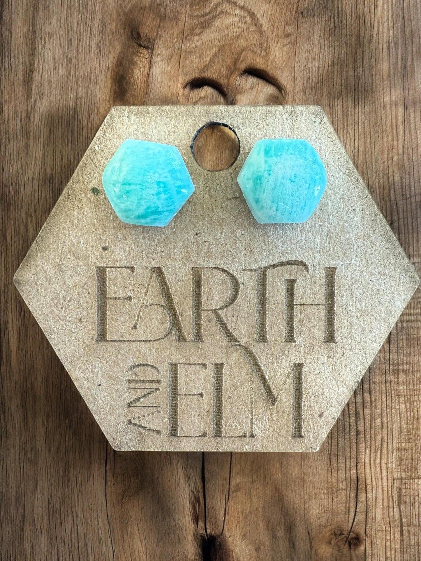 Amazonite Hexagon Studs | Stud Earrings | Gemstone Earrings | 6mm 8mm 10mm