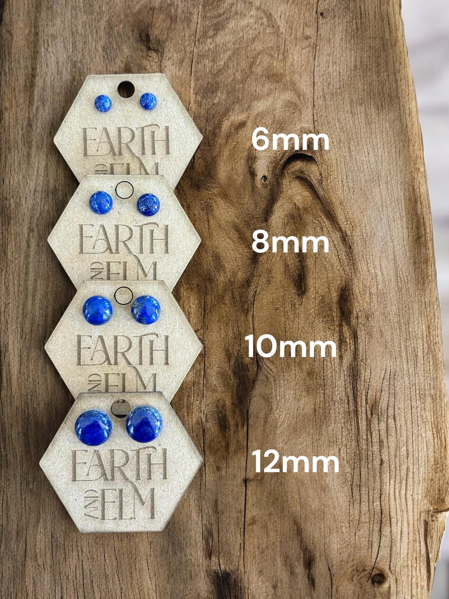 Lapis Lazuli Round Studs | Lapis Lazuli Earrings | 6mm 8mm 10mm 12mm | Gemstone Earrings