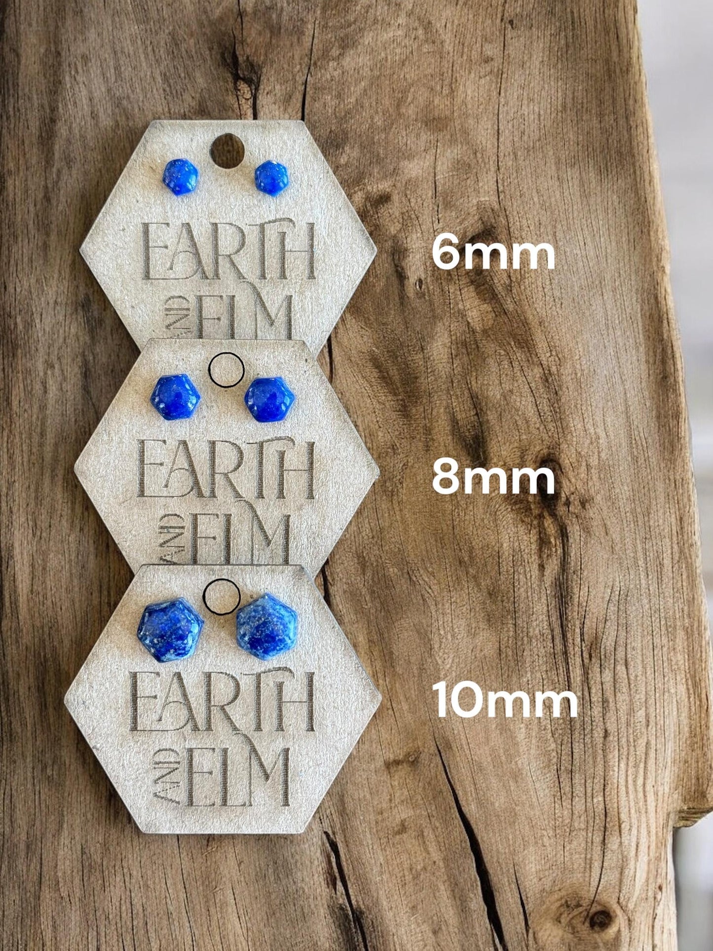 Lapis Lazuli Hexagon Studs | Hexagon Shape Studs | Hexagon Cut Studs | Gemstone Earrings | Crystal Earrings | 6mm 8mm 10mm