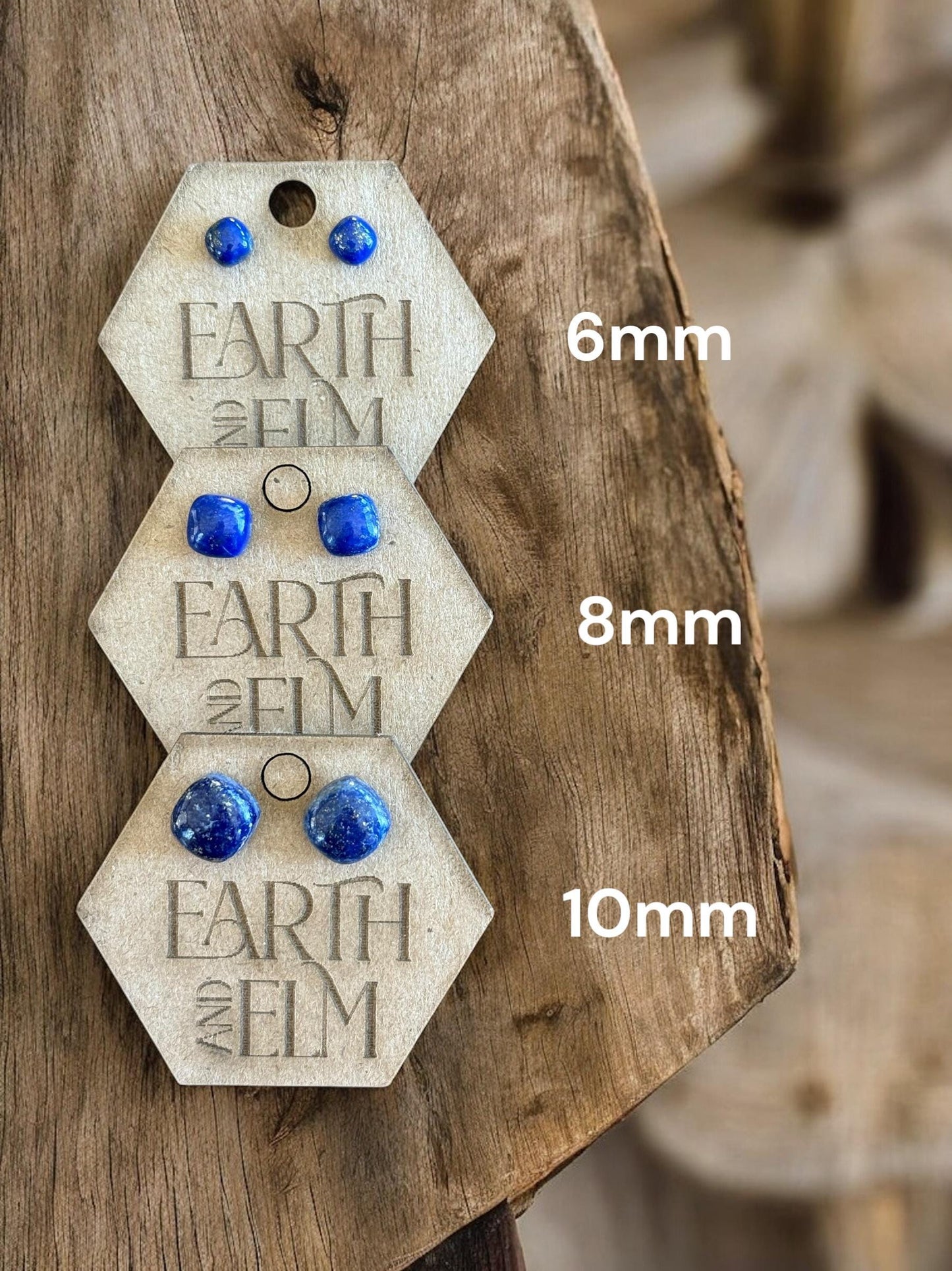 Lapis Lazuli Cushion Studs | Square Shape Studs | Cushion Cut Studs | Gemstone Earrings | Crystal Earrings | 6mm 8mm 10mm