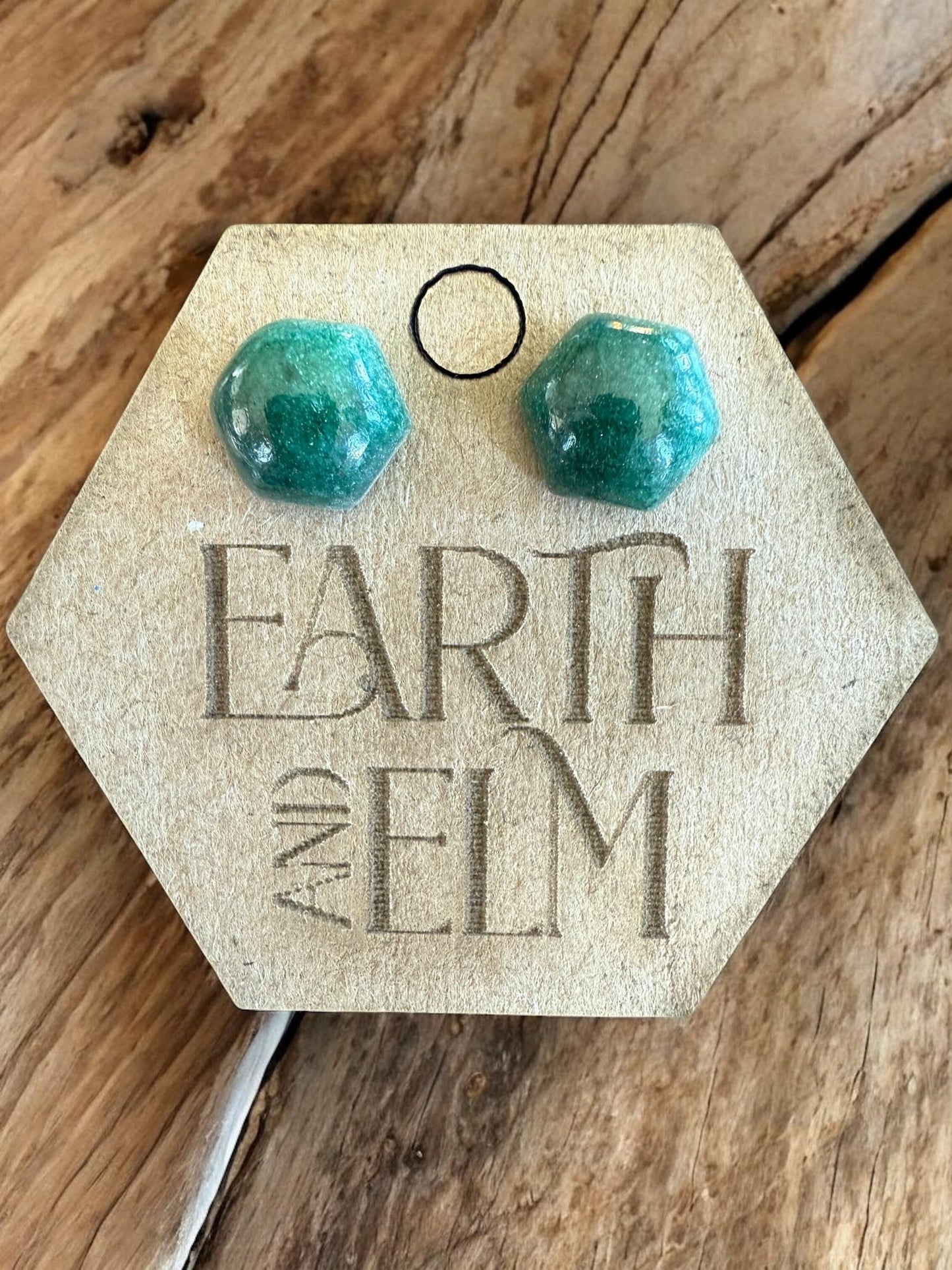 Green Aventurine Hexagon Studs | Stud Earrings | Gemstone Earrings | Hexagon Cut Shape