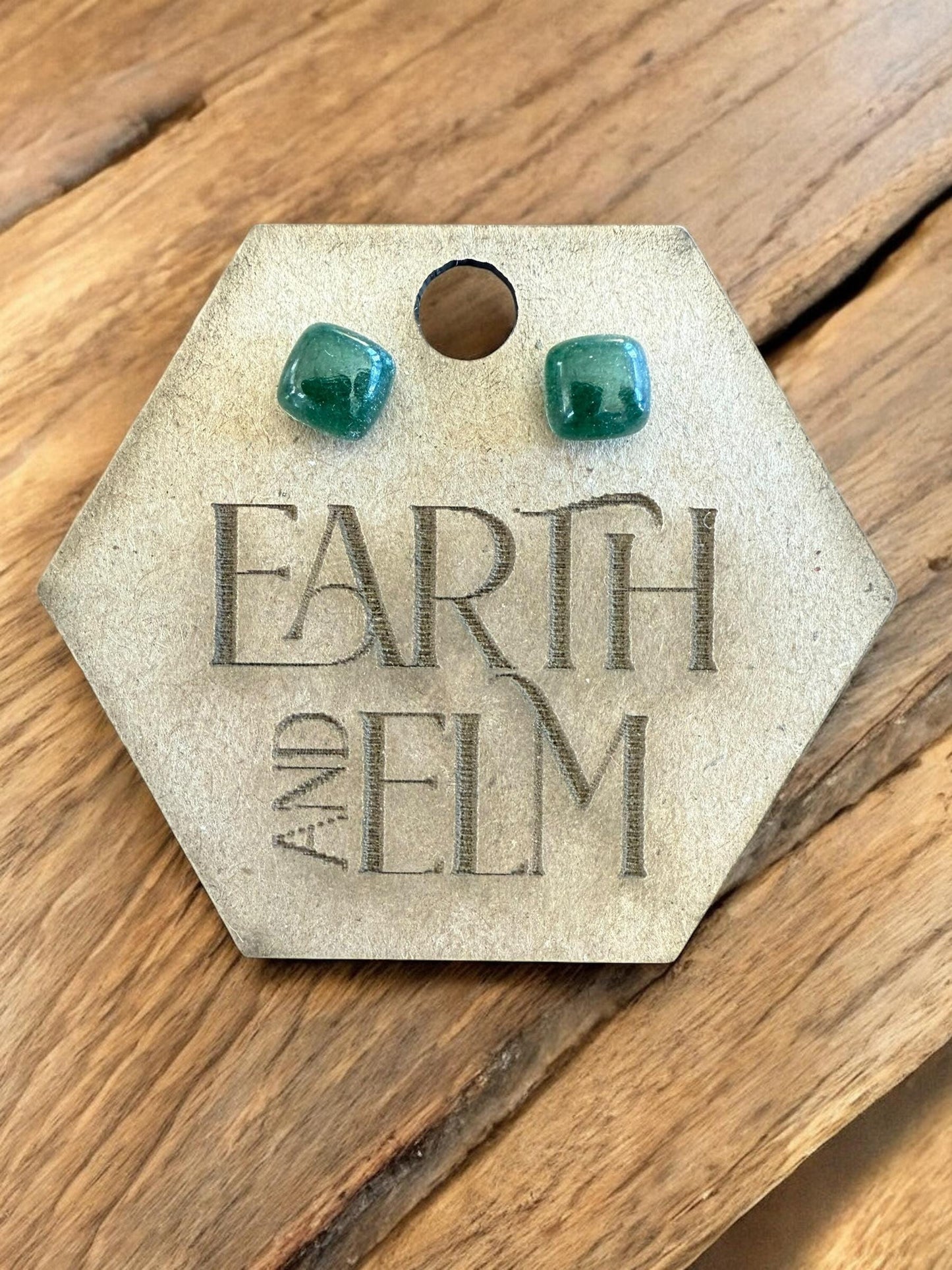 Green Aventurine Cushion Studs | Stud Earrings | Gemstone Earrings | Cushion Cut Shape