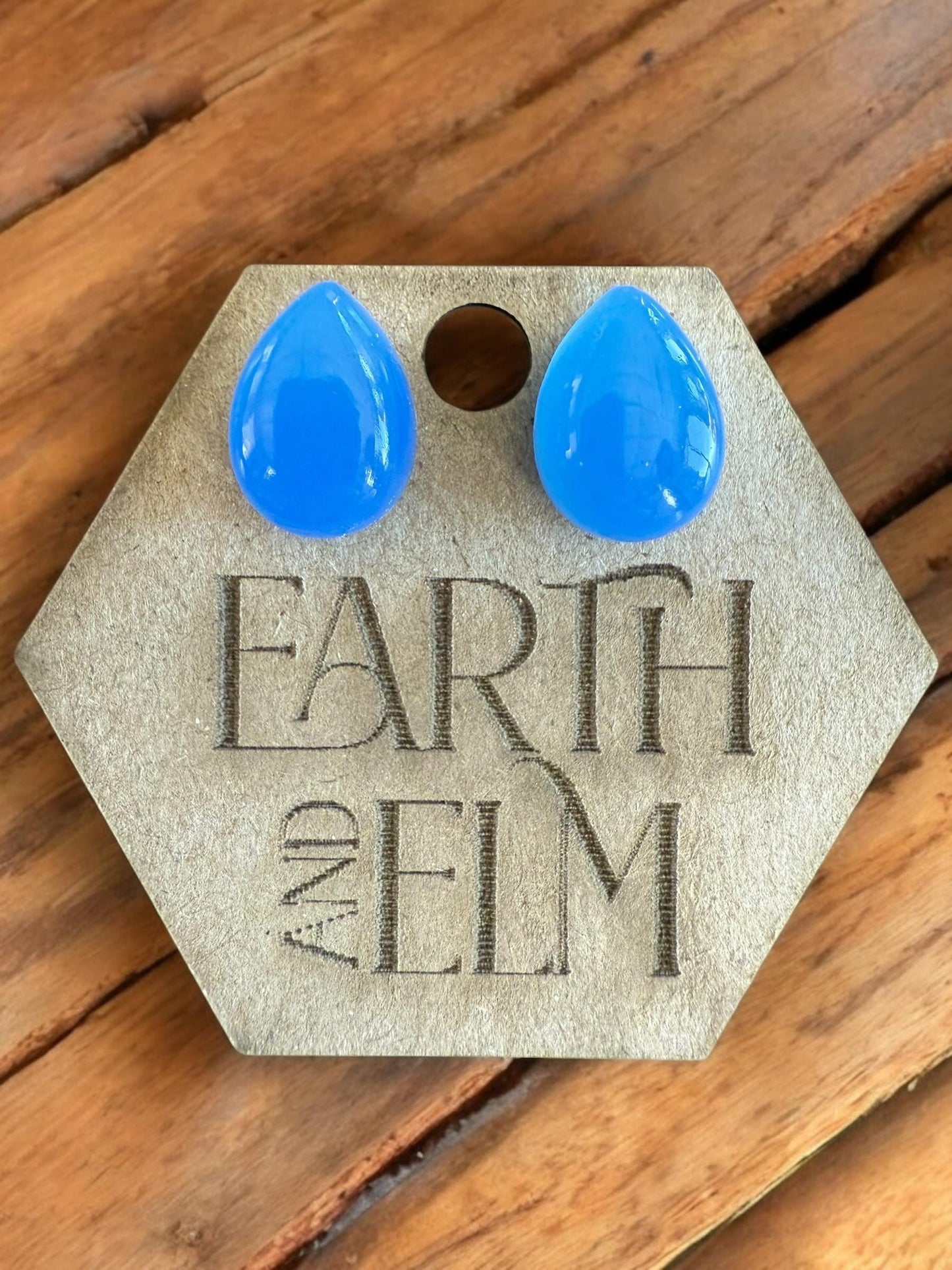 Blue Chalcedony Pear Studs | Teardrop Shape Gemstone Stud Earrings