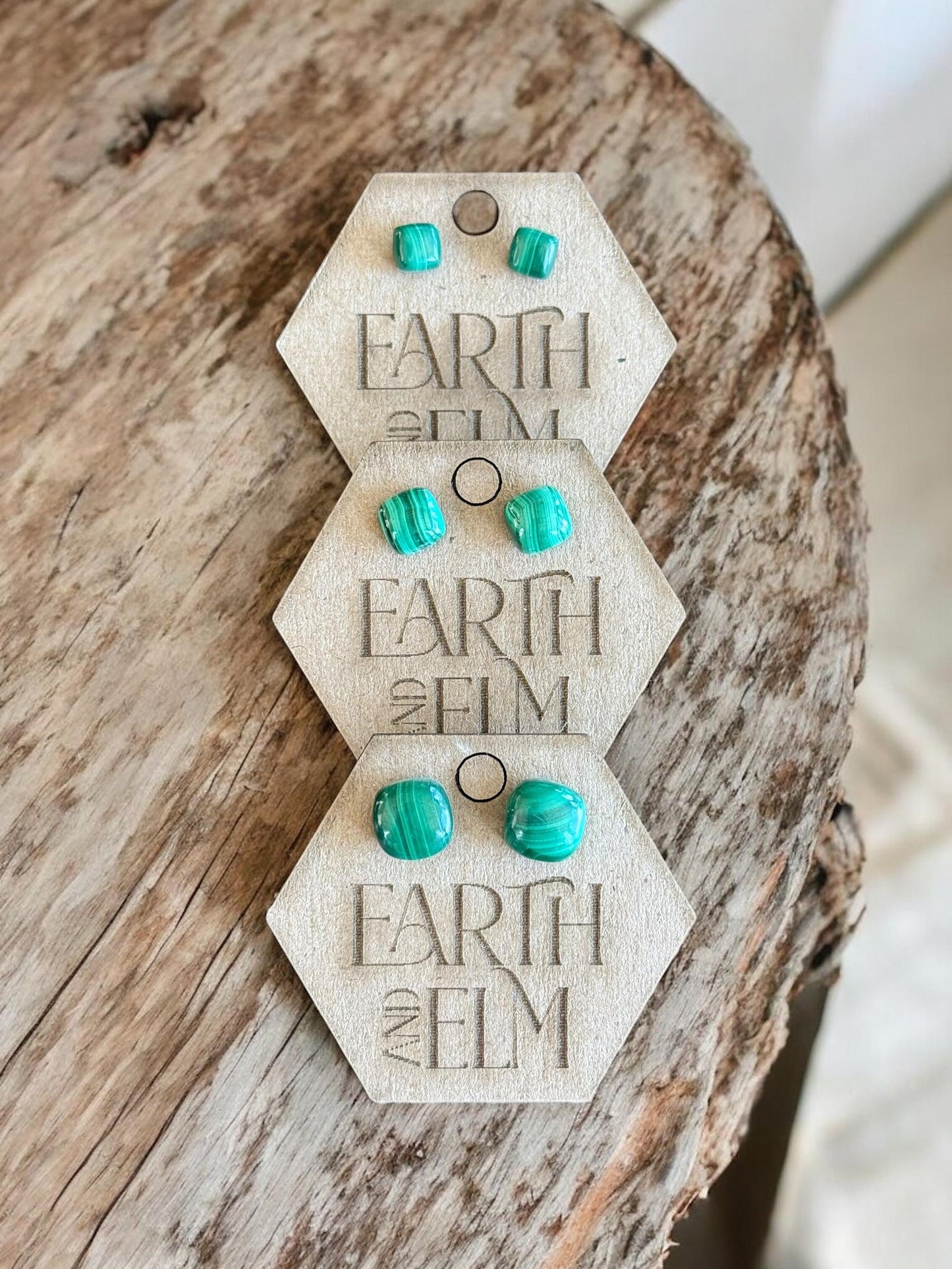 Malachite Cushion Studs