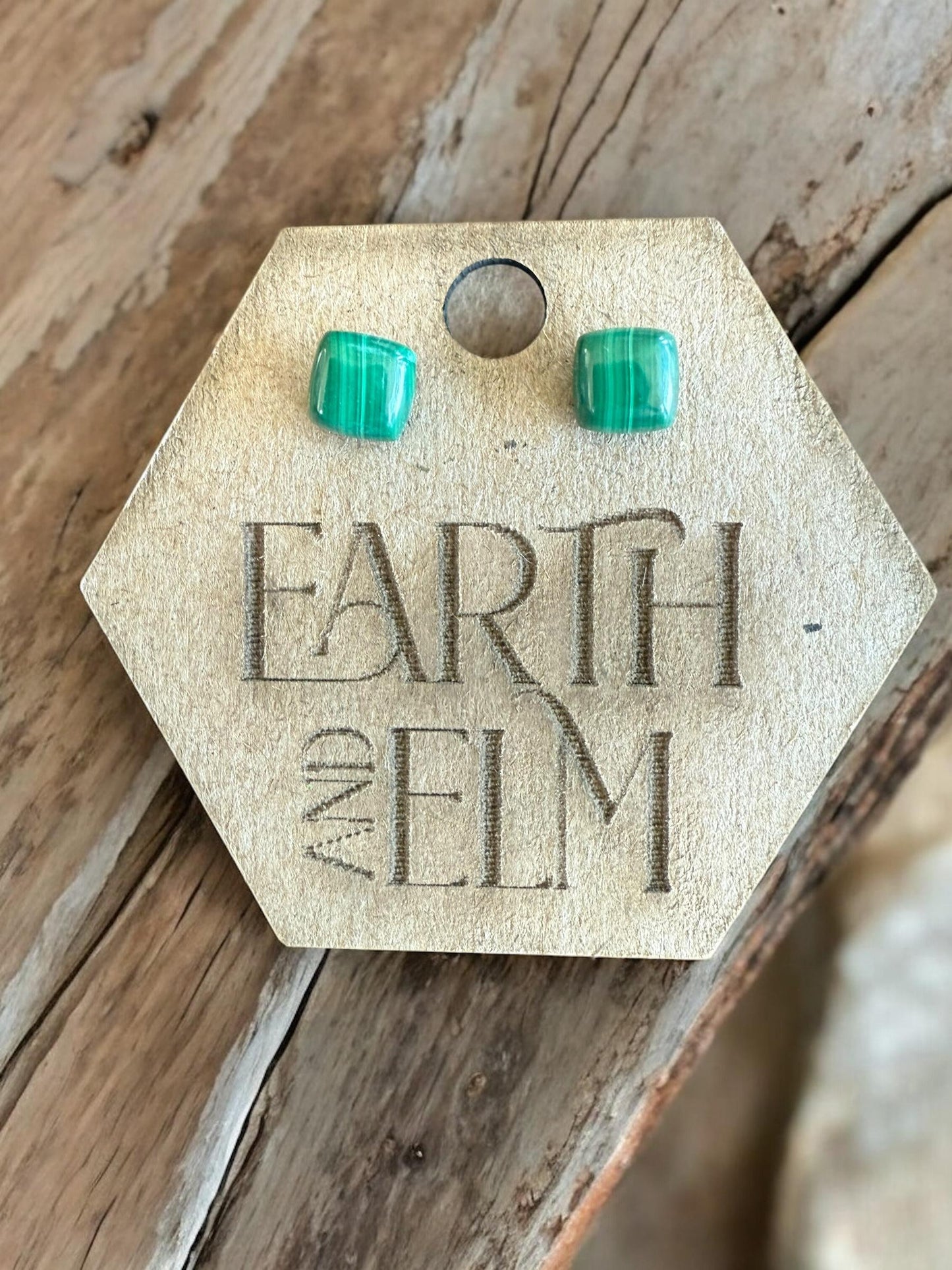 Malachite Cushion Studs