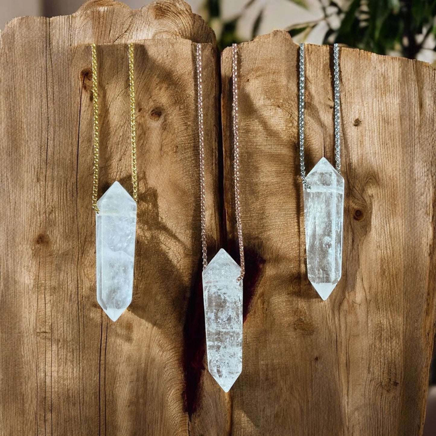 Quartz Point Necklace | Crystal Gemstone Tower Pendant | Double Terminated Crystal | Clear Quartz Jewelry