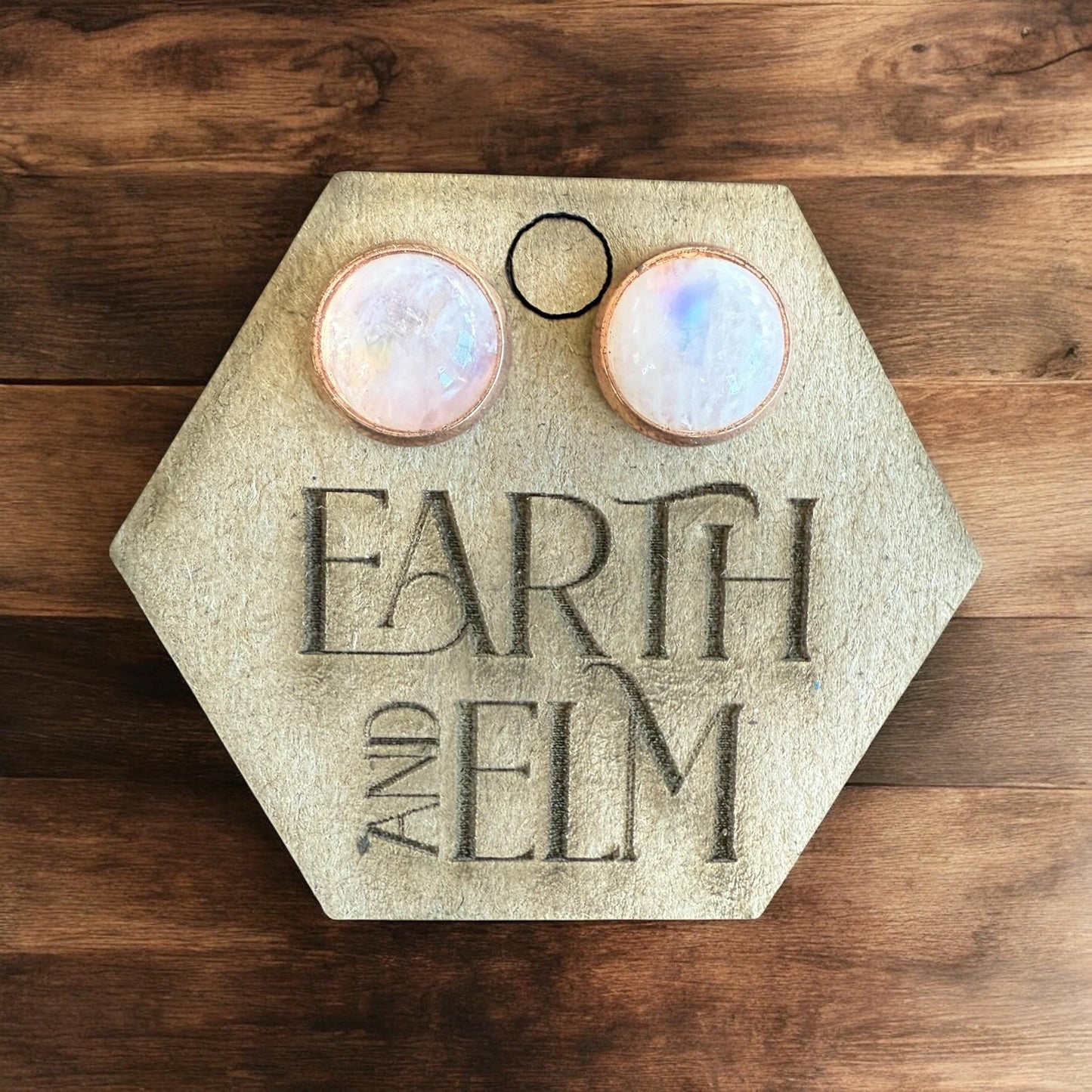 Moonstone Stud Earrings in Settings | Gold Rose Gold Black Silver | Authentic Gemstone Studs