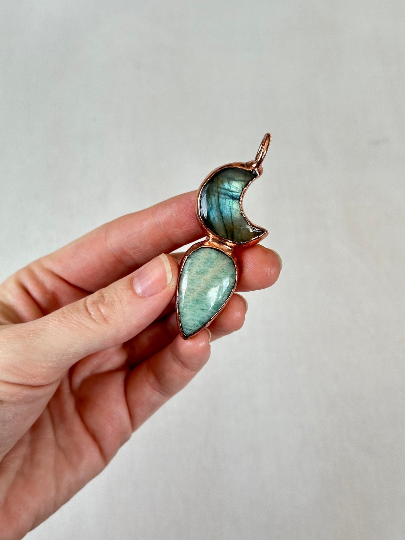 Labradorite & Amazonite Pendant - earthandelm