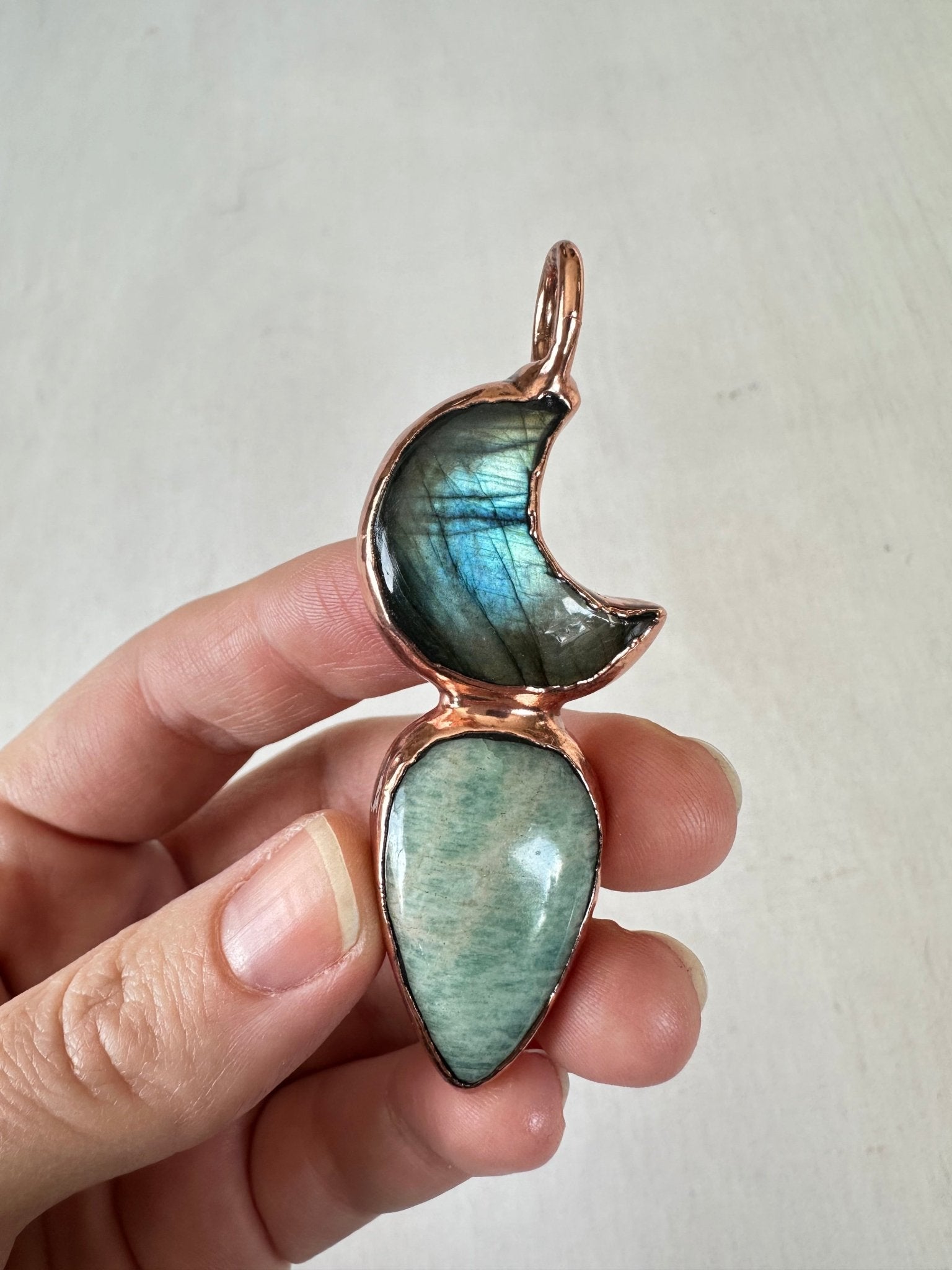 Labradorite & Amazonite Pendant - earthandelm