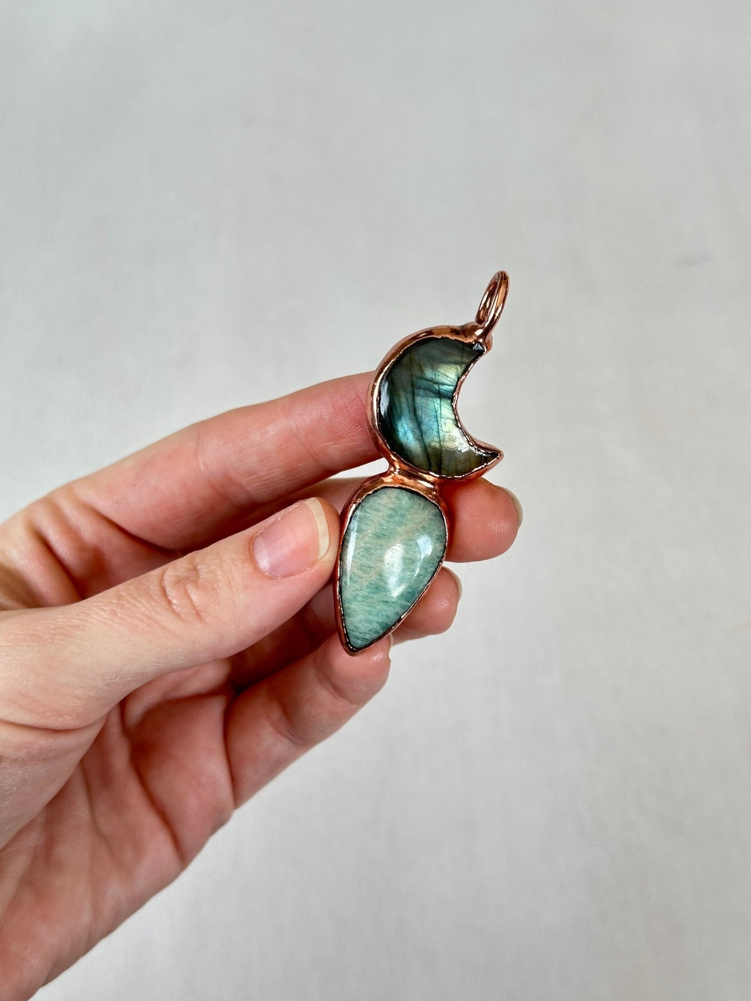 Labradorite & Amazonite Pendant - earthandelm
