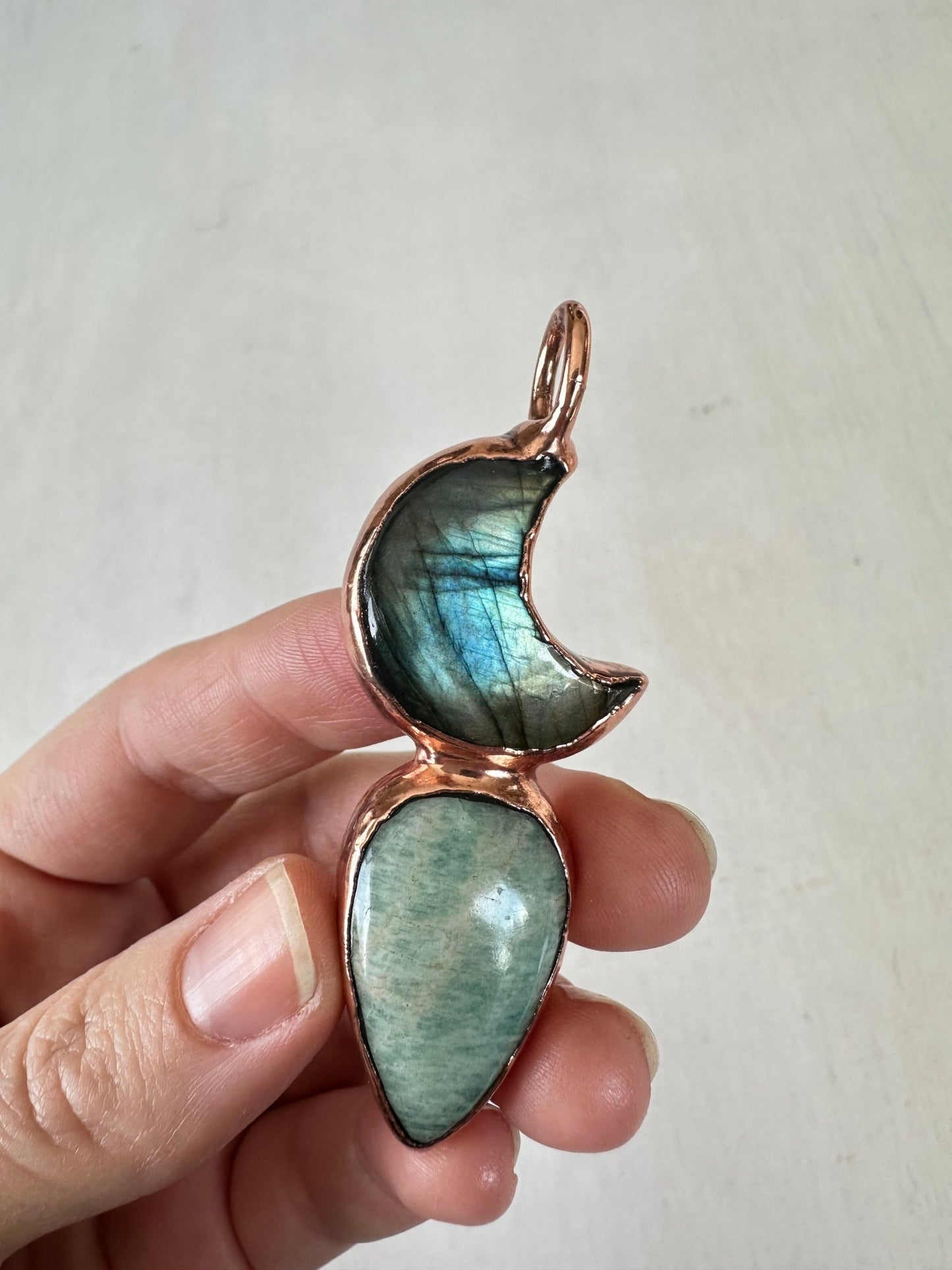 Labradorite & Amazonite Pendant - earthandelm