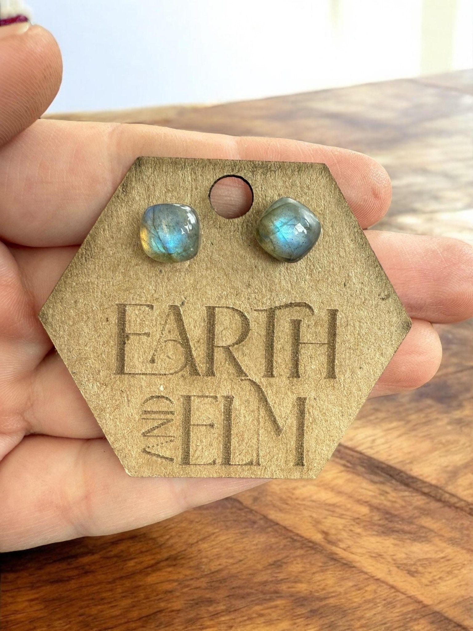 Labradorite Cushion Studs - earthandelm