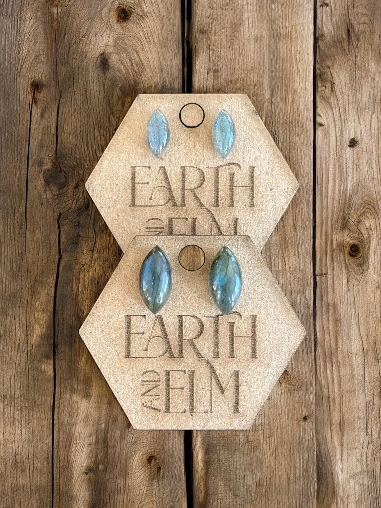 Labradorite Marquise Gemstone Studs - earthandelm