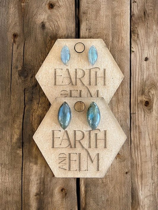 Labradorite Marquise Gemstone Studs - earthandelm