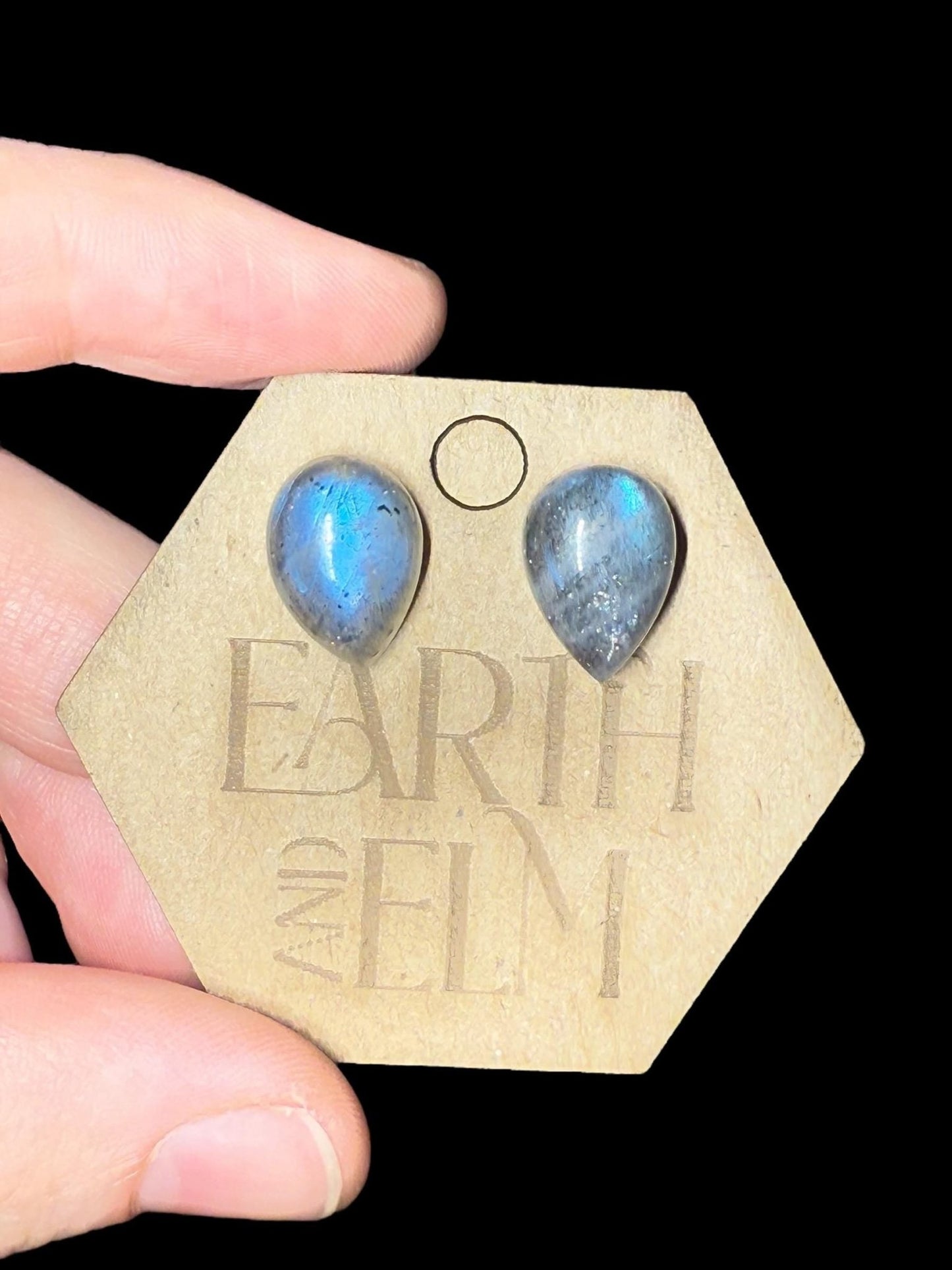 Labradorite Pear Studs - earthandelm