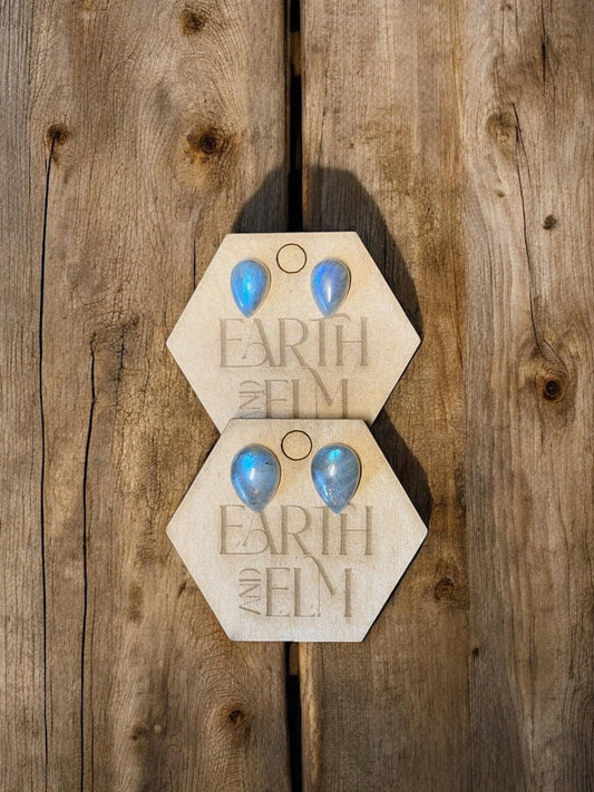 Labradorite Pear Studs - earthandelm