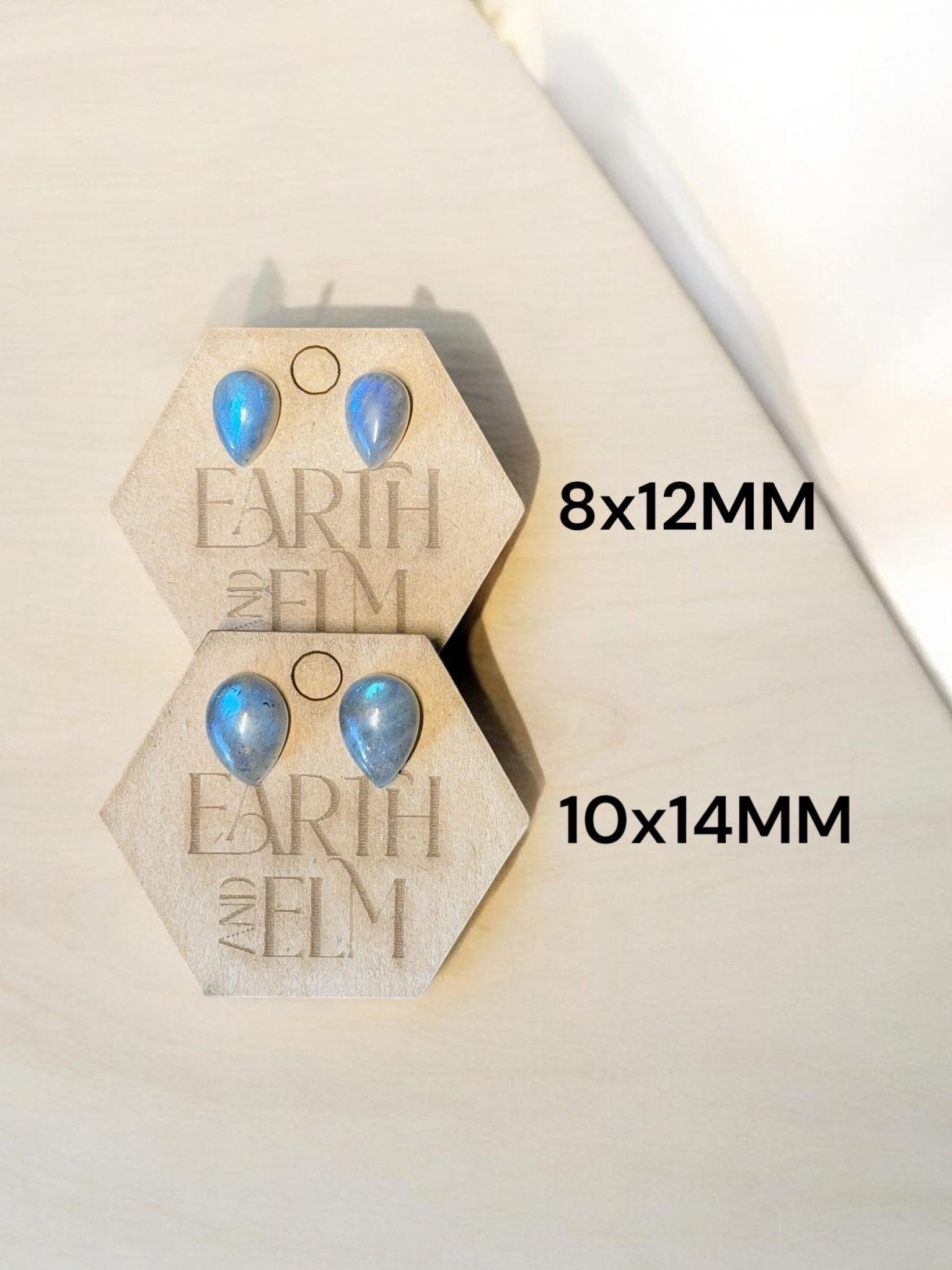 Labradorite Pear Studs - earthandelm