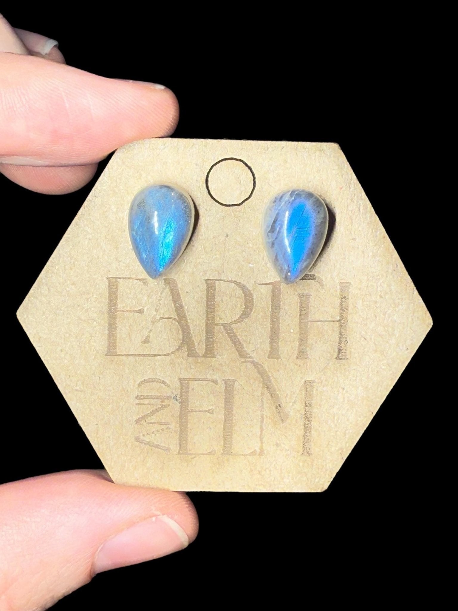 Labradorite Pear Studs - earthandelm