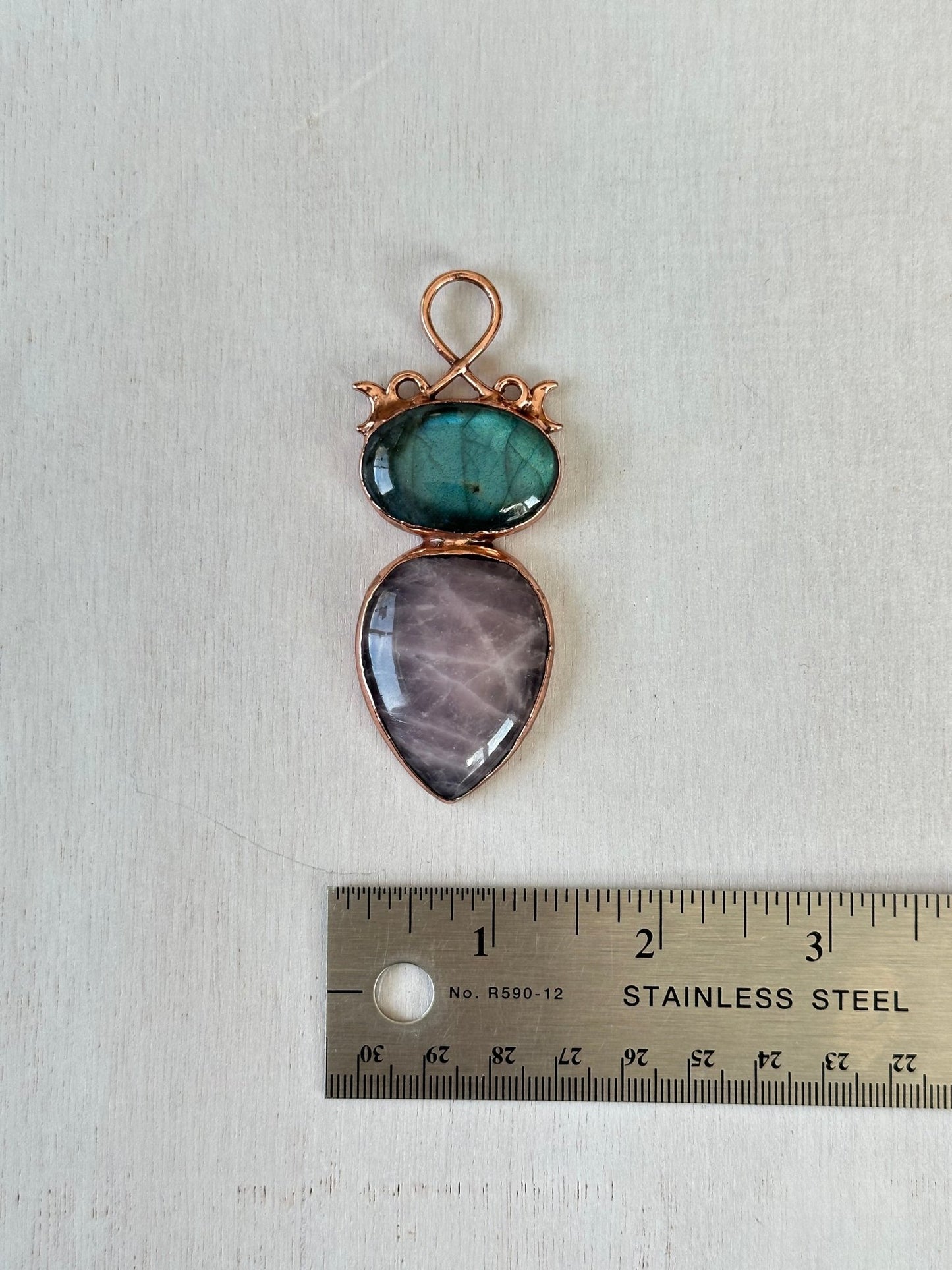Labradorite & Rose Quartz Pendant - earthandelm