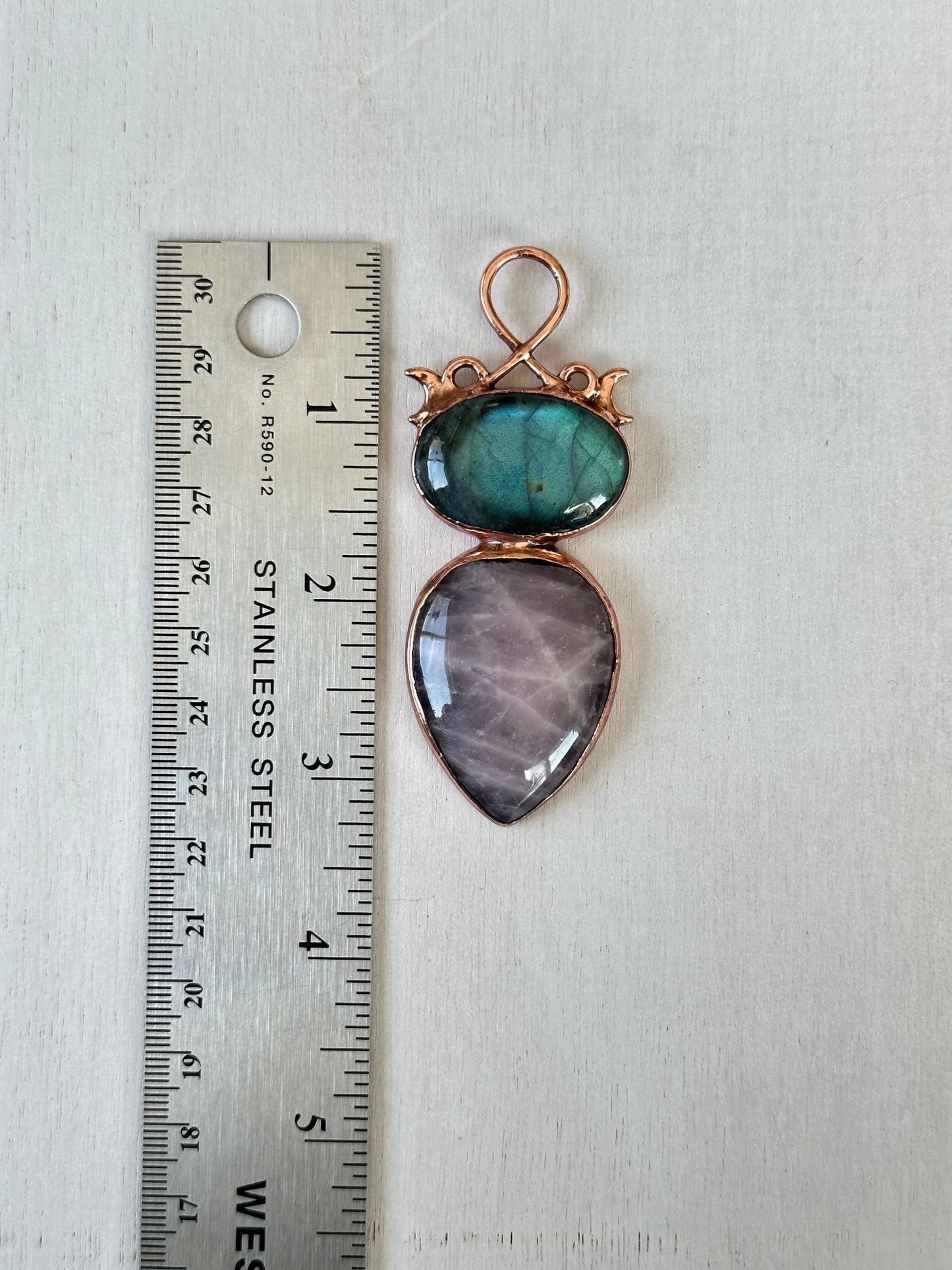 Labradorite & Rose Quartz Pendant - earthandelm