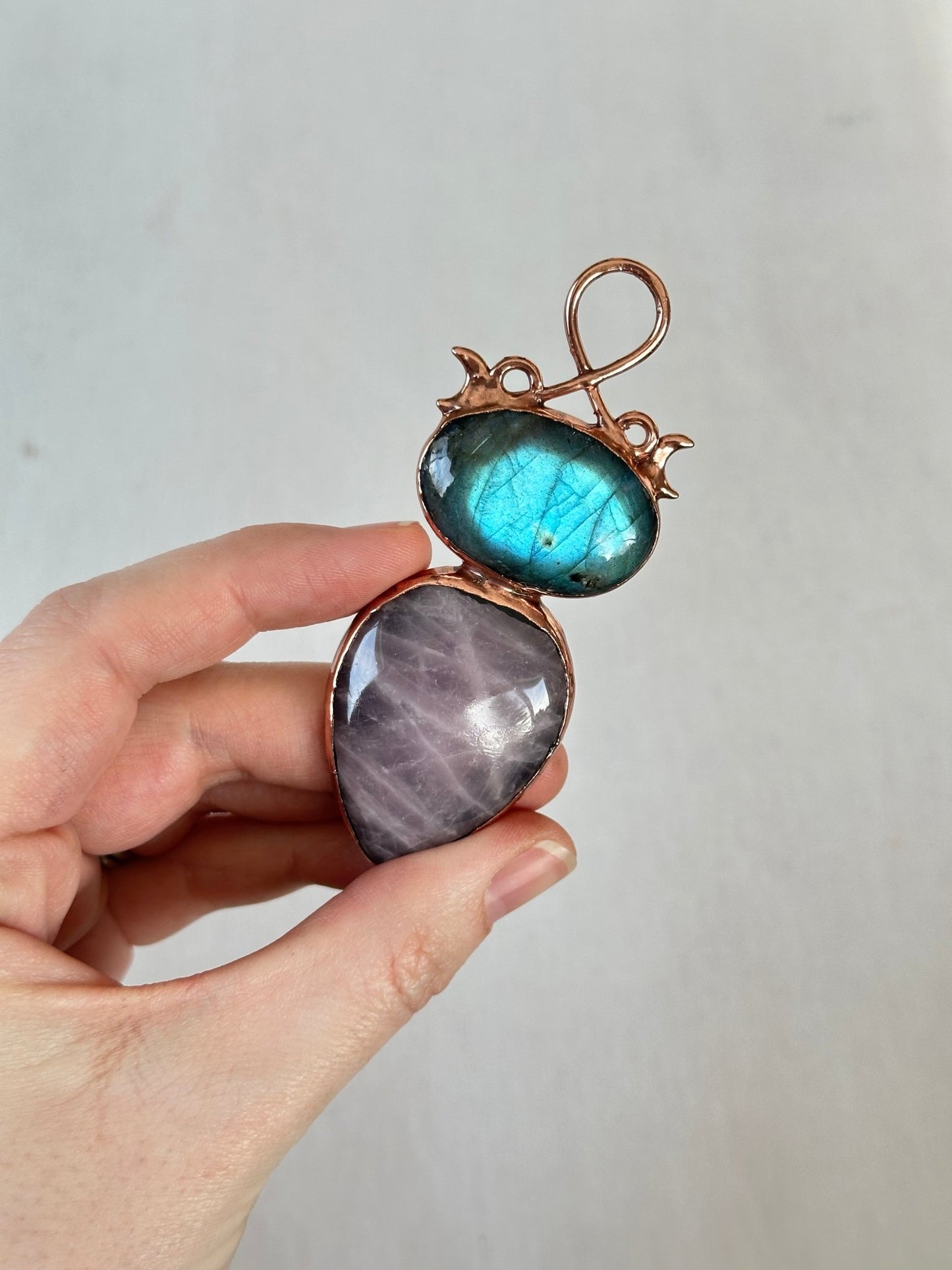 Labradorite & Rose Quartz Pendant - earthandelm