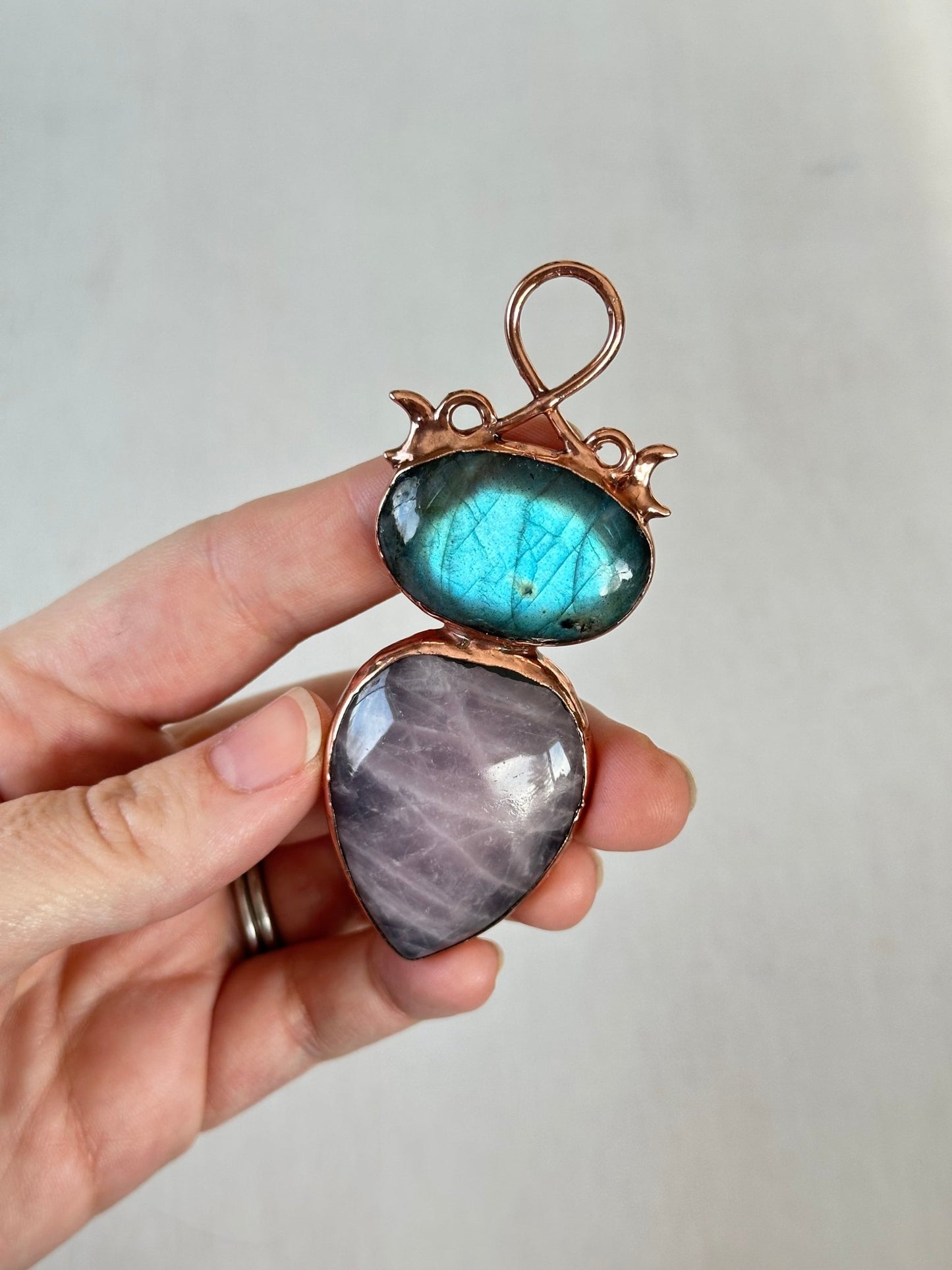 Labradorite & Rose Quartz Pendant - earthandelm
