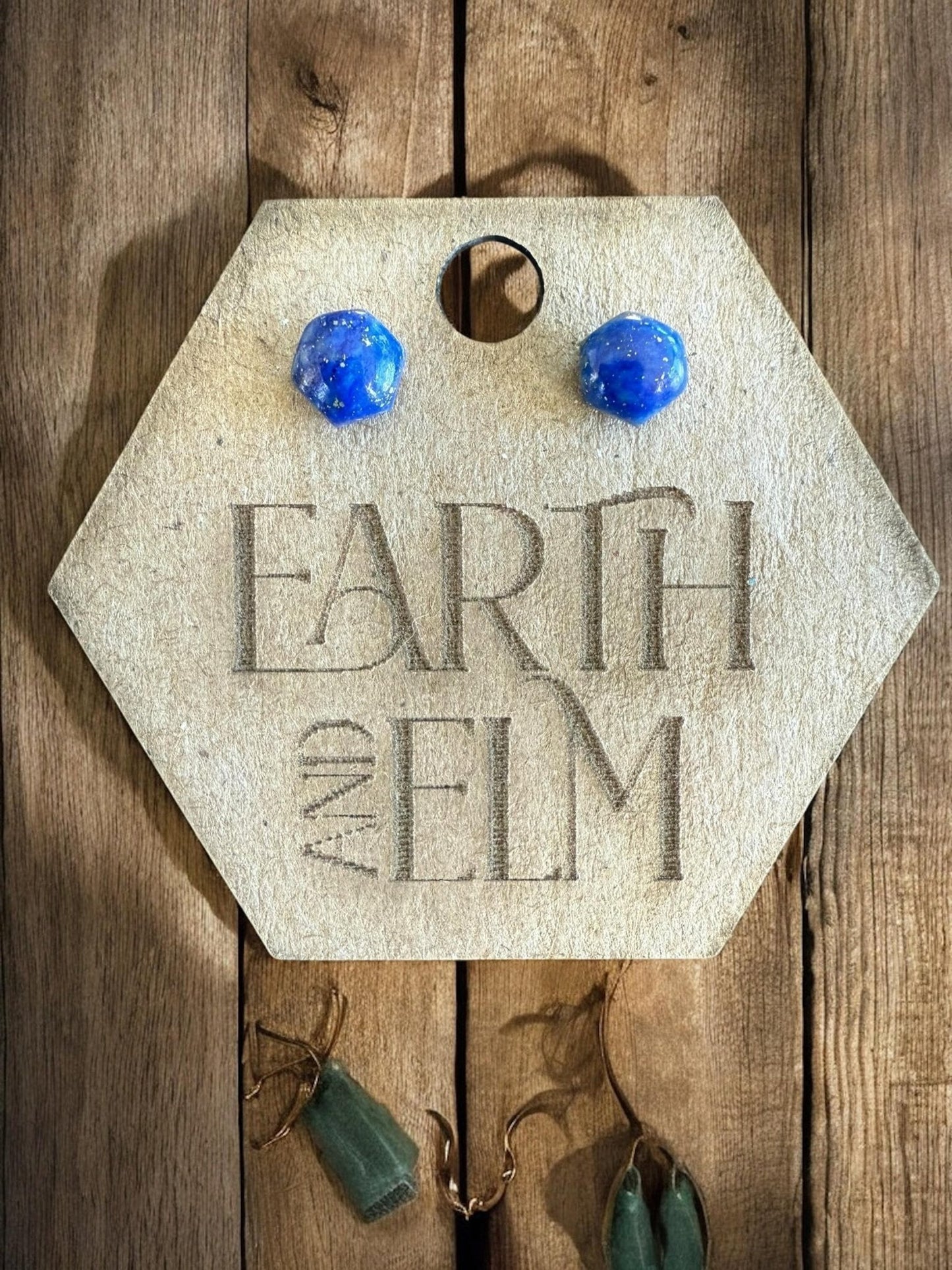 Lapis Lazuli Hexagon Studs - earthandelm