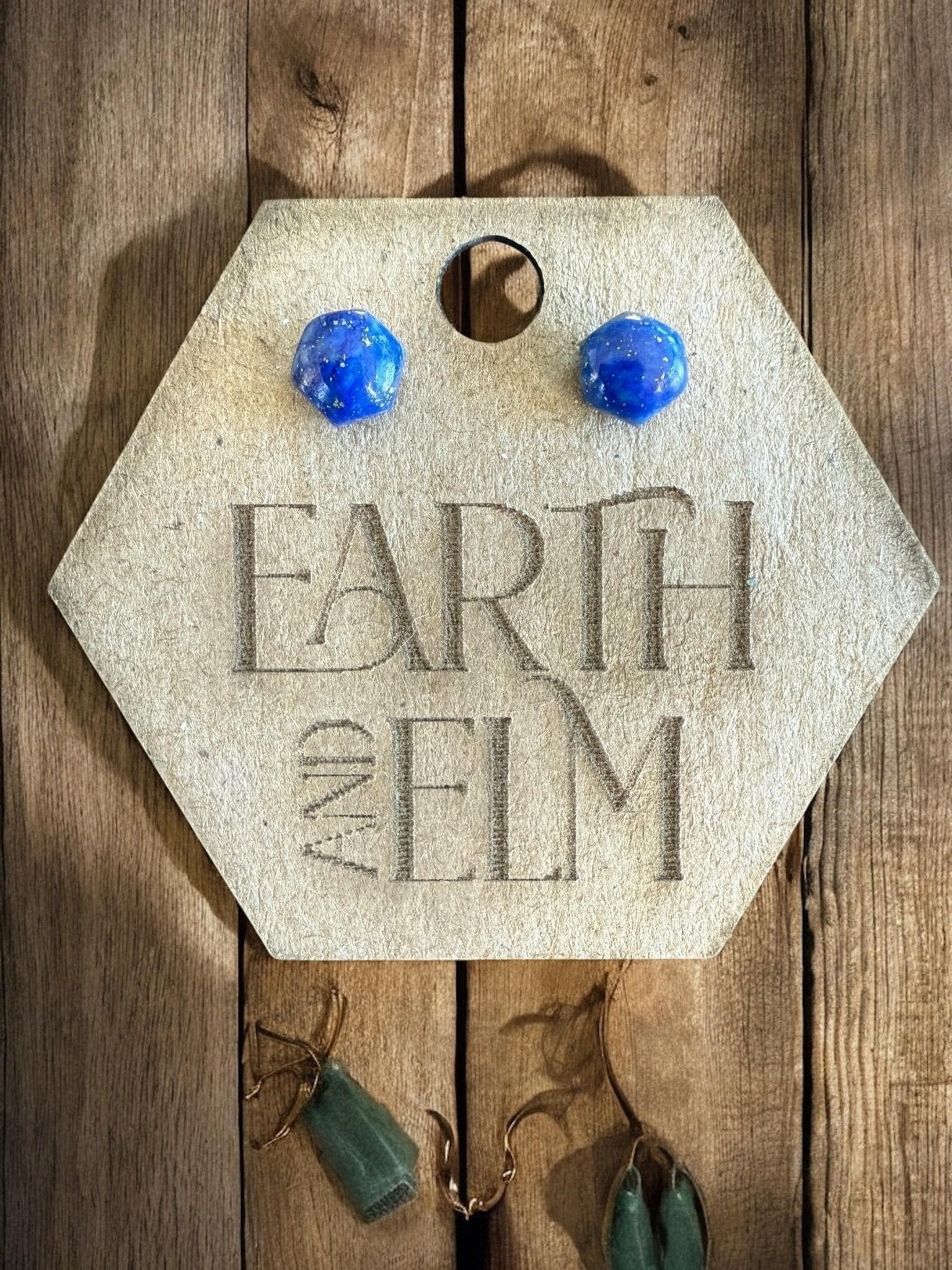 Lapis Lazuli Hexagon Studs - earthandelm
