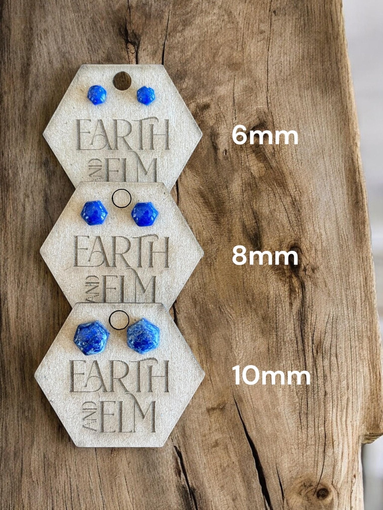 Lapis Lazuli Hexagon Studs - earthandelm