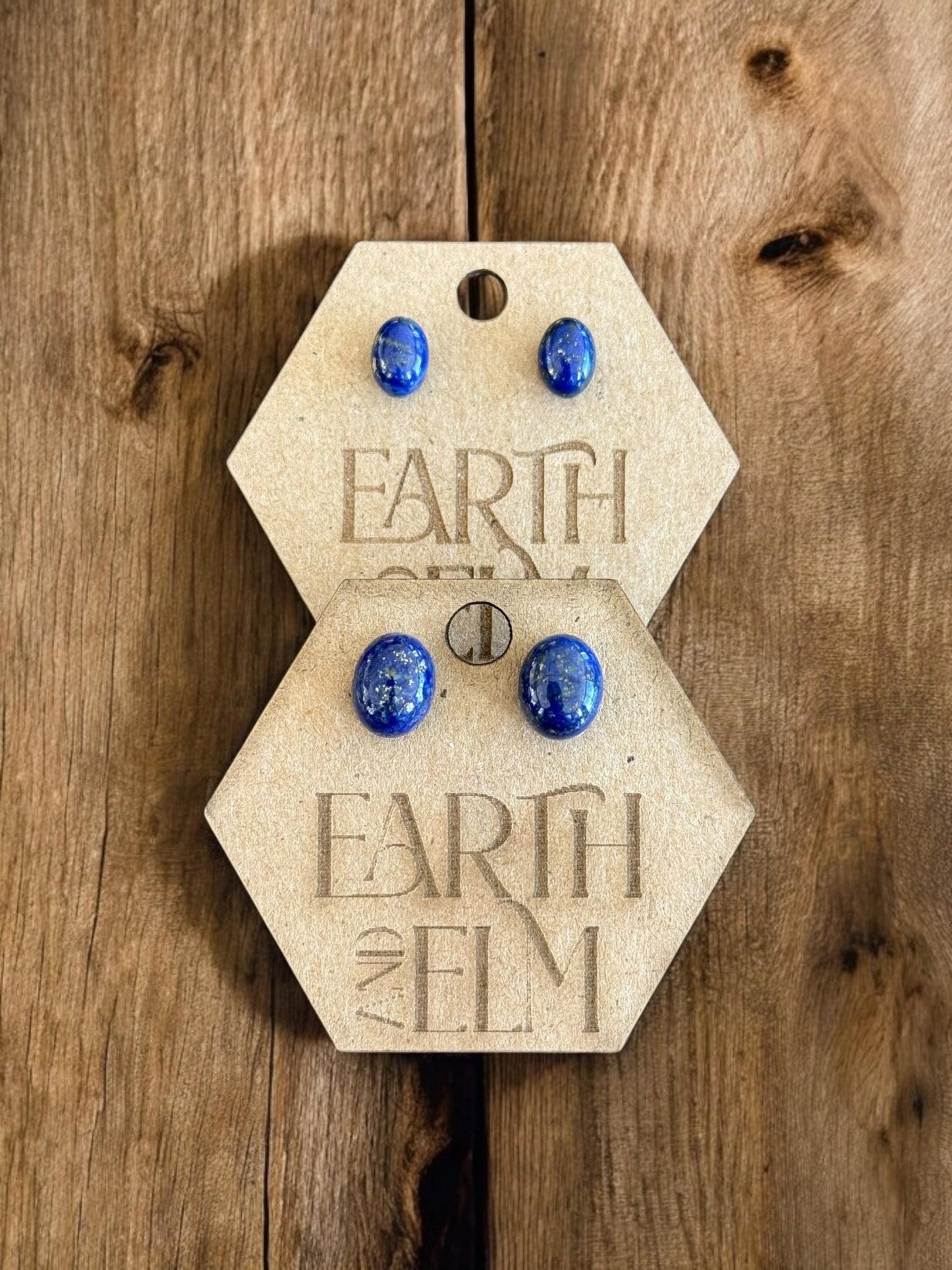 Lapis Lazuli Oval Gemstone Studs - earthandelm
