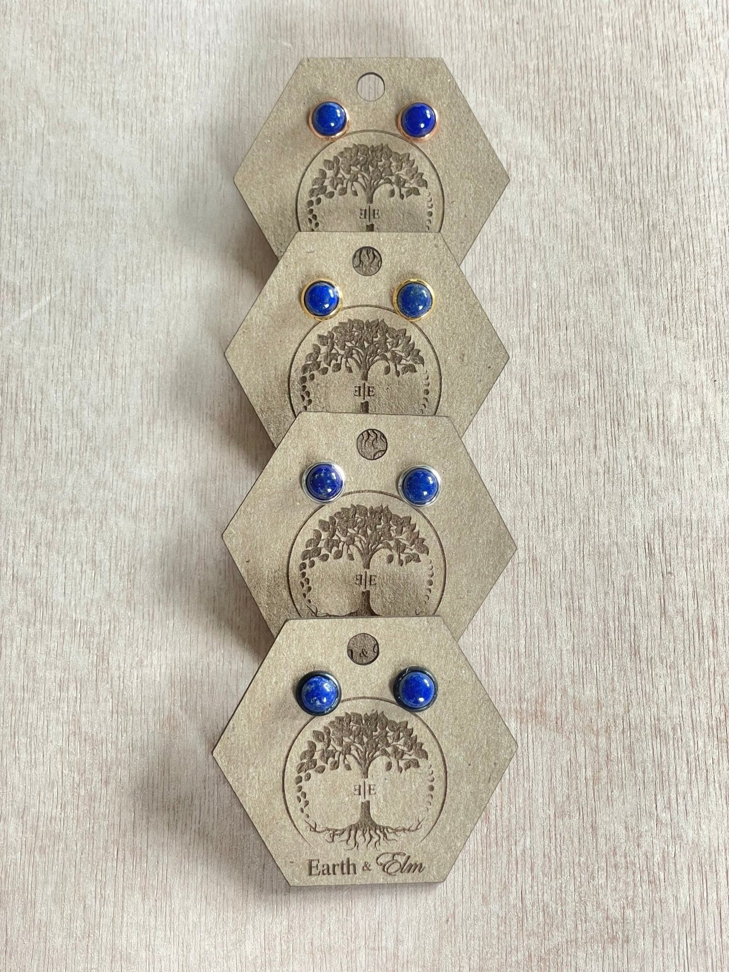 Lapis Lazuli Stud Earrings - earthandelm