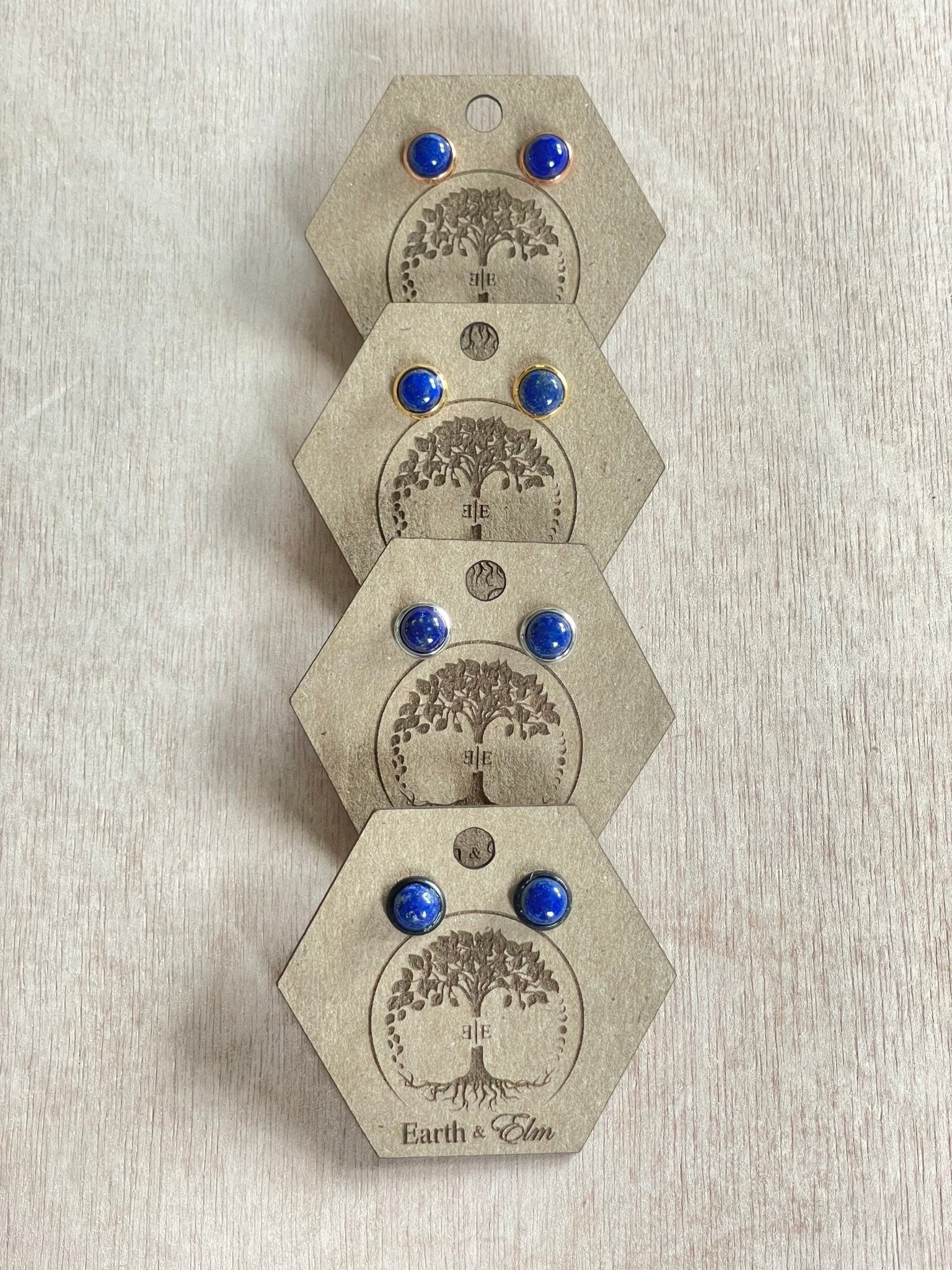 Lapis Lazuli Stud Earrings - earthandelm