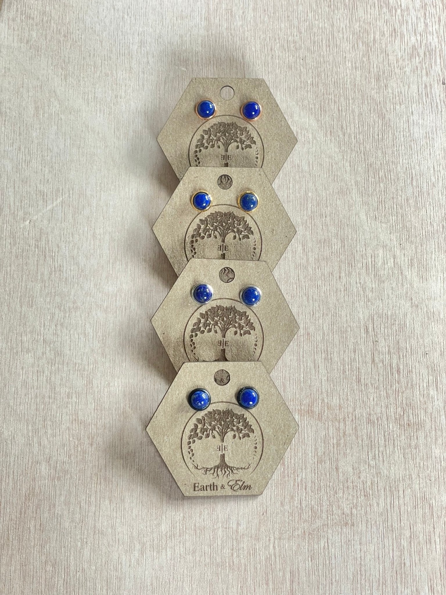 Lapis Lazuli Stud Earrings - earthandelm