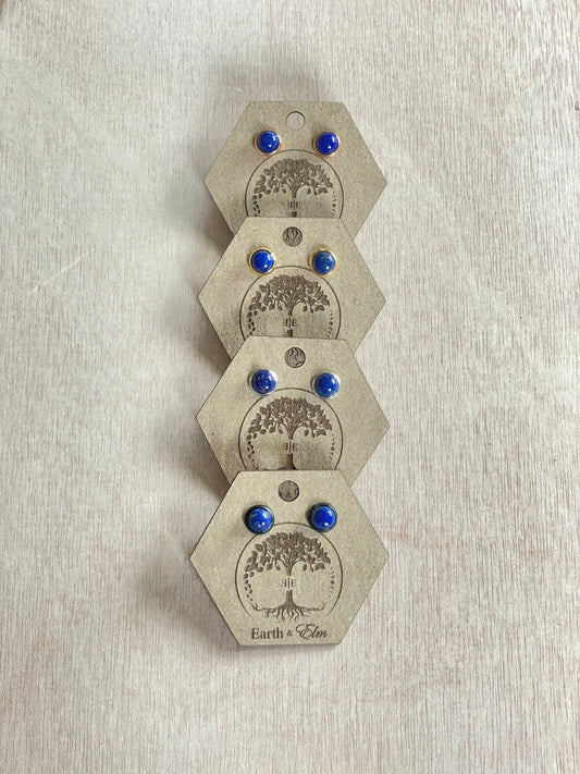 Lapis Lazuli Stud Earrings - earthandelm