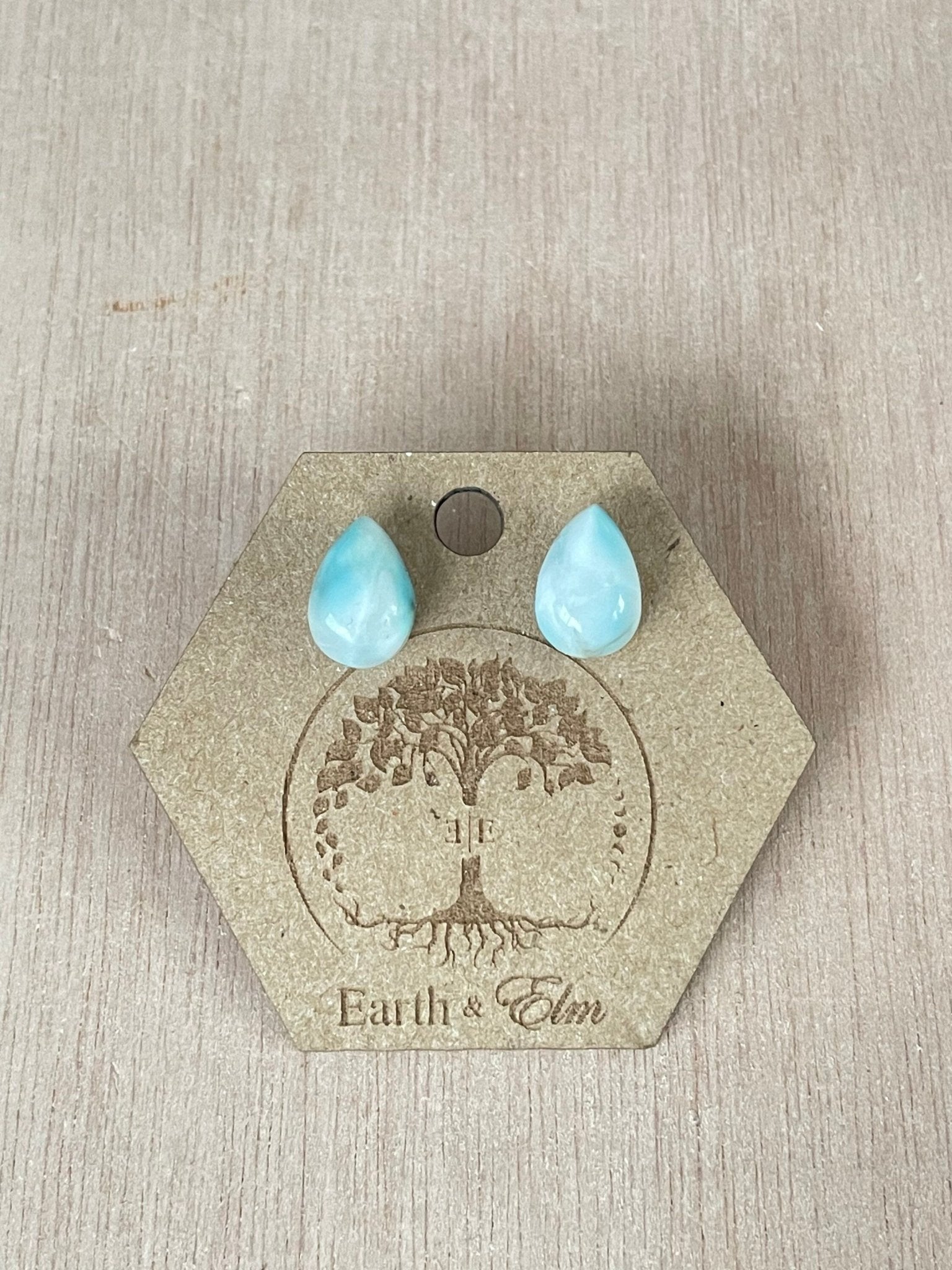 Larimar Pear Studs - earthandelm