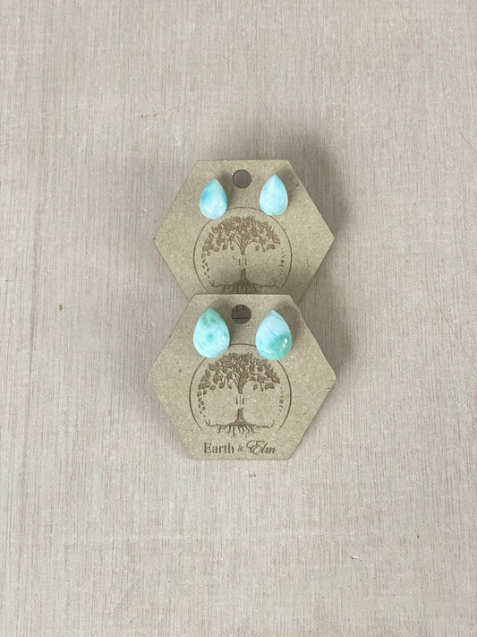 Larimar Pear Studs - earthandelm