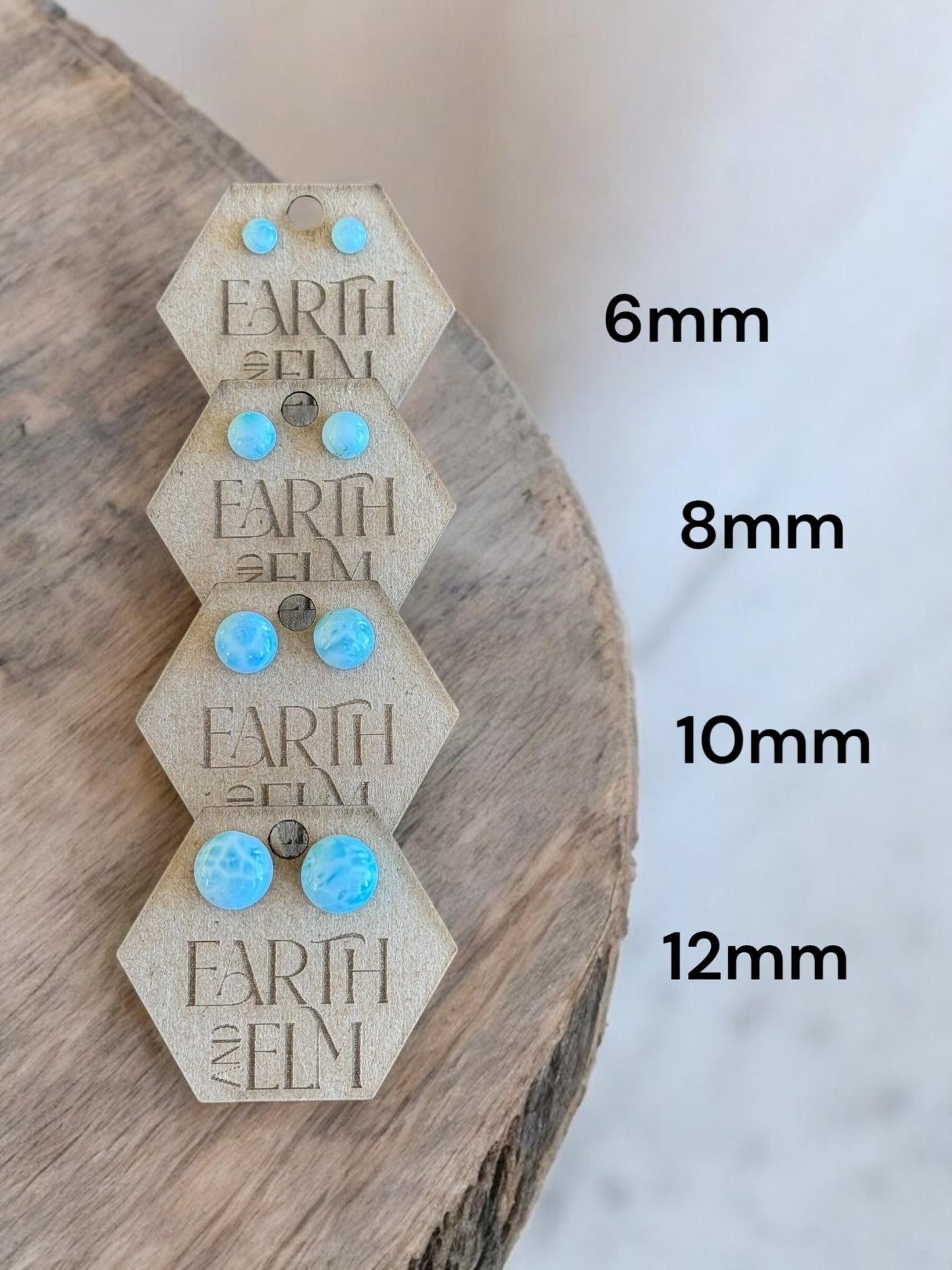 Larimar Round Gemstone Studs - earthandelm