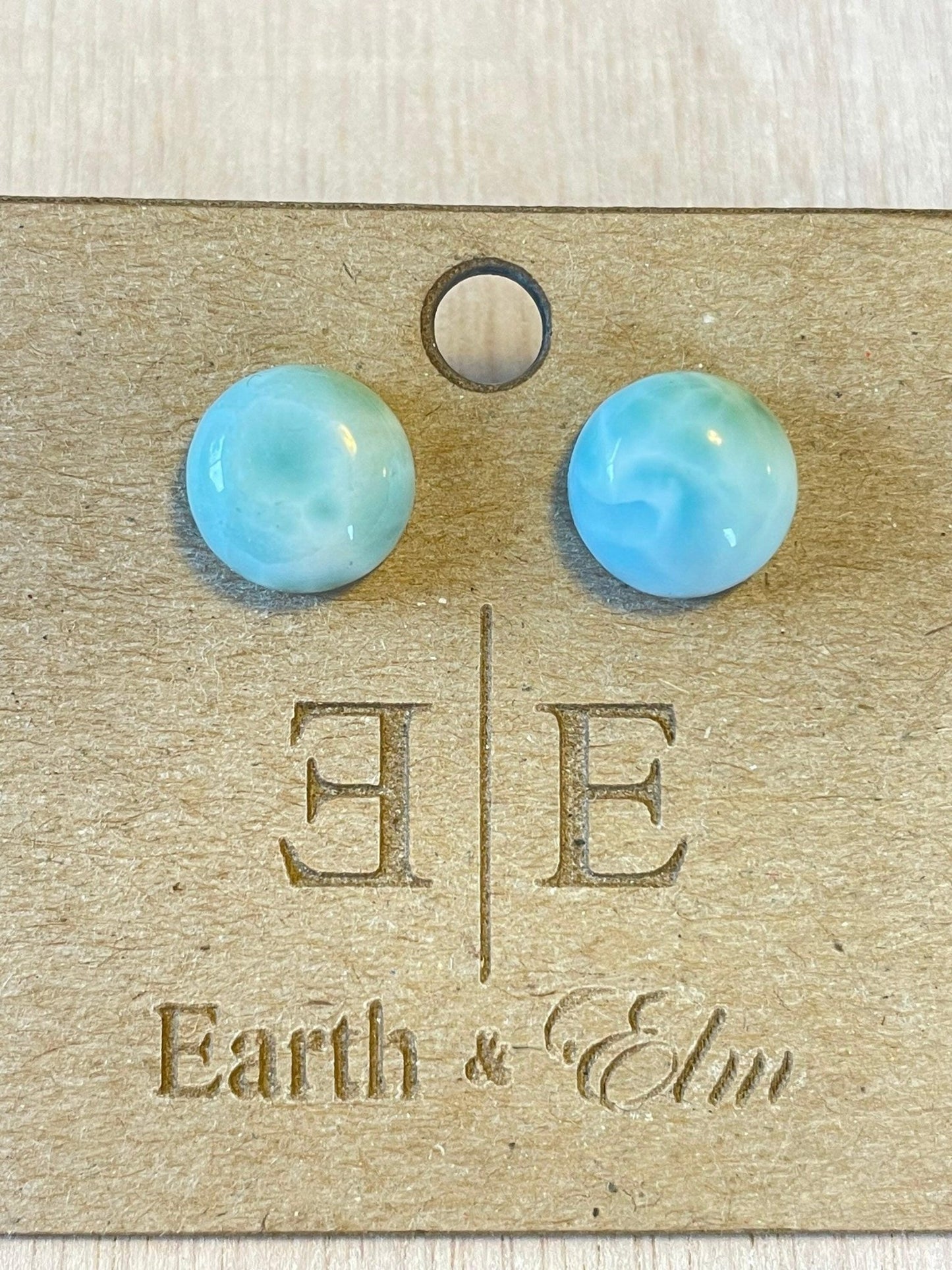 Larimar Round Gemstone Studs - earthandelm