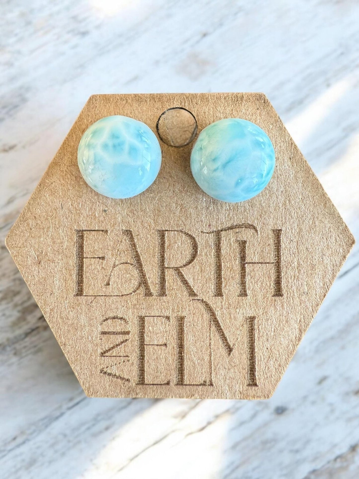 Larimar Round Gemstone Studs - earthandelm