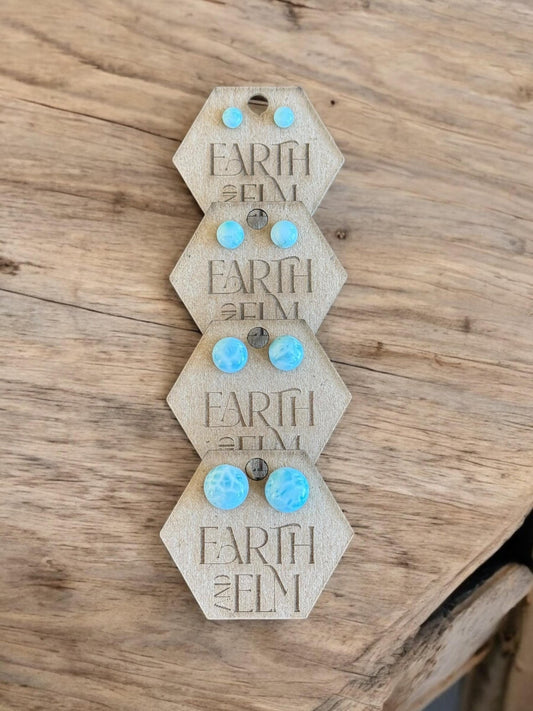 Larimar Round Gemstone Studs - earthandelm