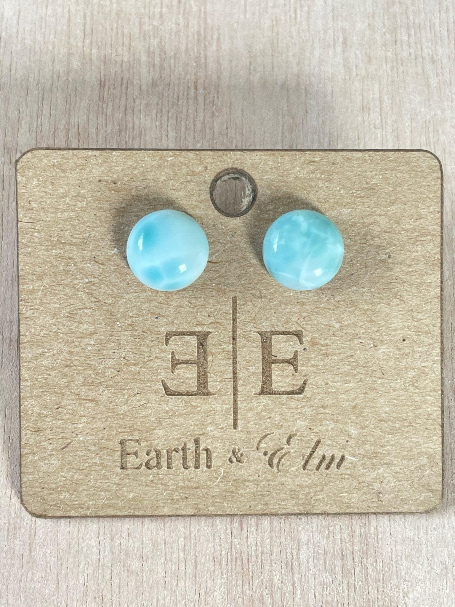 Larimar Round Gemstone Studs - earthandelm