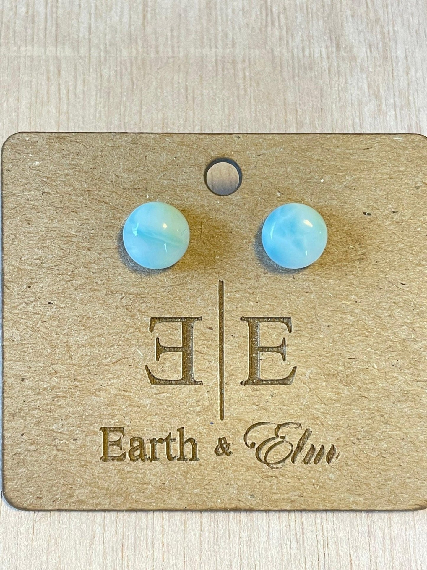 Larimar Round Gemstone Studs - earthandelm
