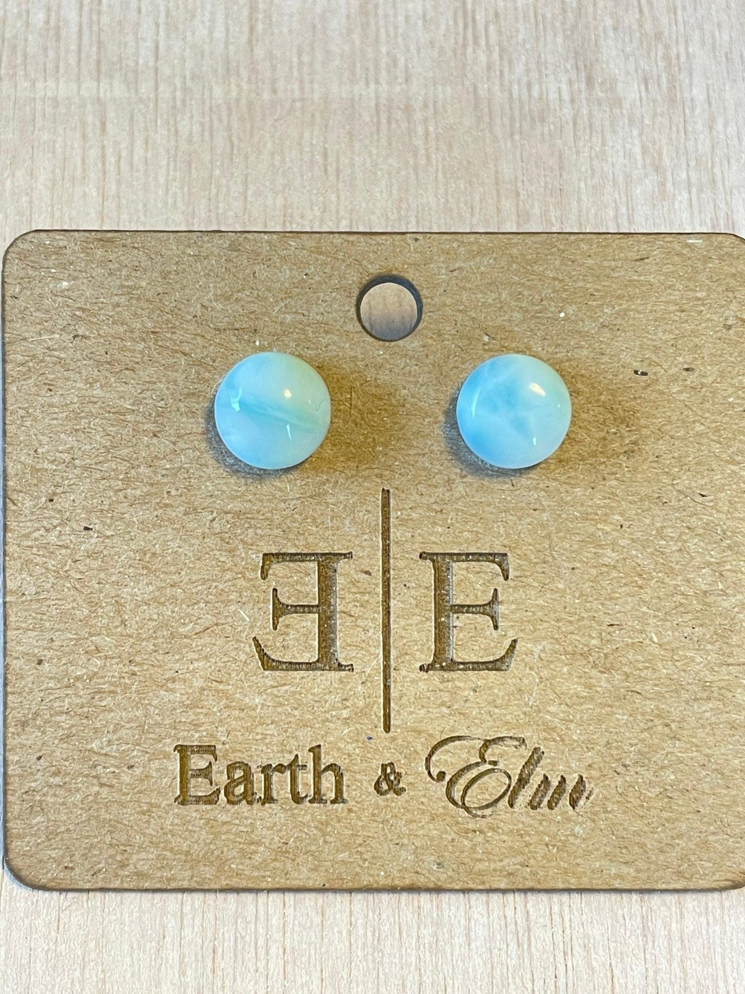 Larimar Round Gemstone Studs - earthandelm